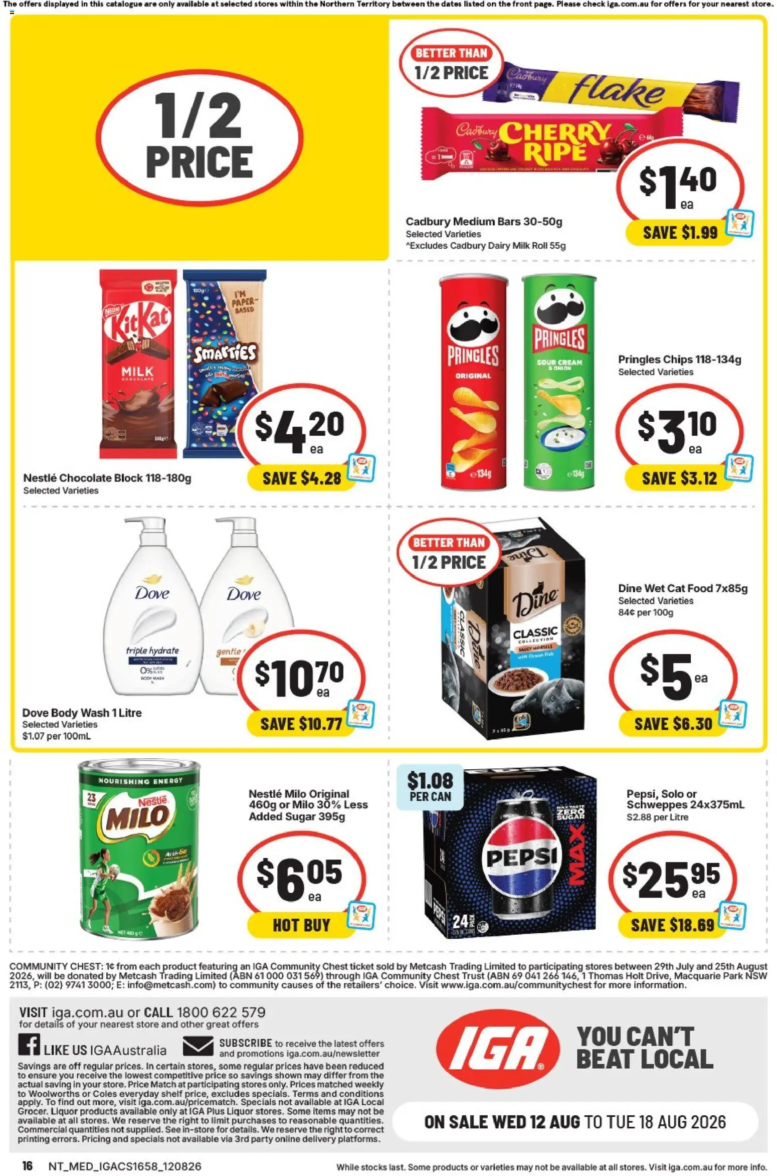 IGA catalogue - valid from 12/08/2026 | Page: 16 | Products: Milk, Pepsi, Sugar, Onion