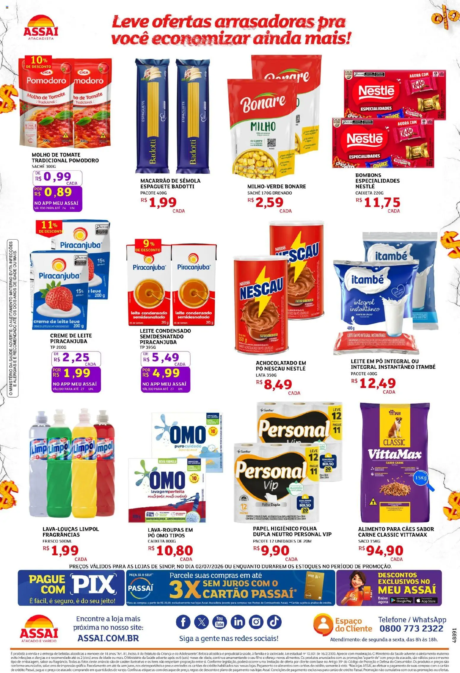 Assaí Atacadista Folheto - válido de 02/07/2026 | Página: 2 | Produtos: Pó, Polvo, Leite condensado, Leite em pó