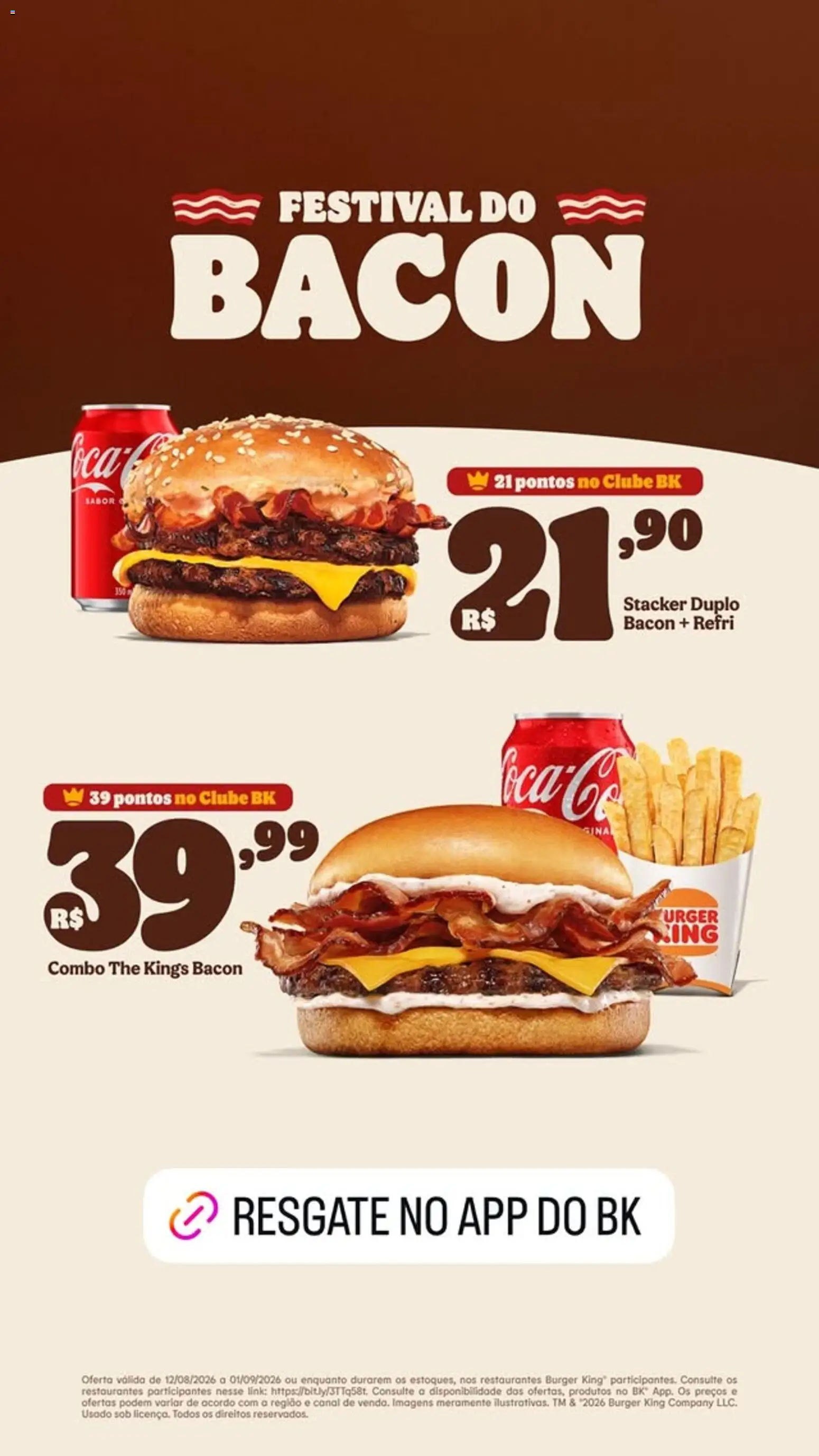 Burger King Folheto - válido de 12/08/2026 | Página: 1 | Produtos: Bacon