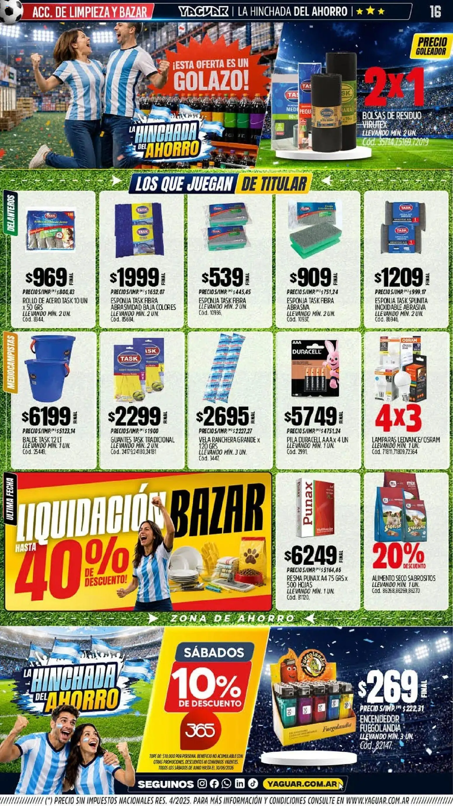 Yaguar - Oferta Semanal Córdoba │ válido desde el 08.06.2026 | Página: 16 | Productos: Pila, Encendedor, Esponja, Guantes