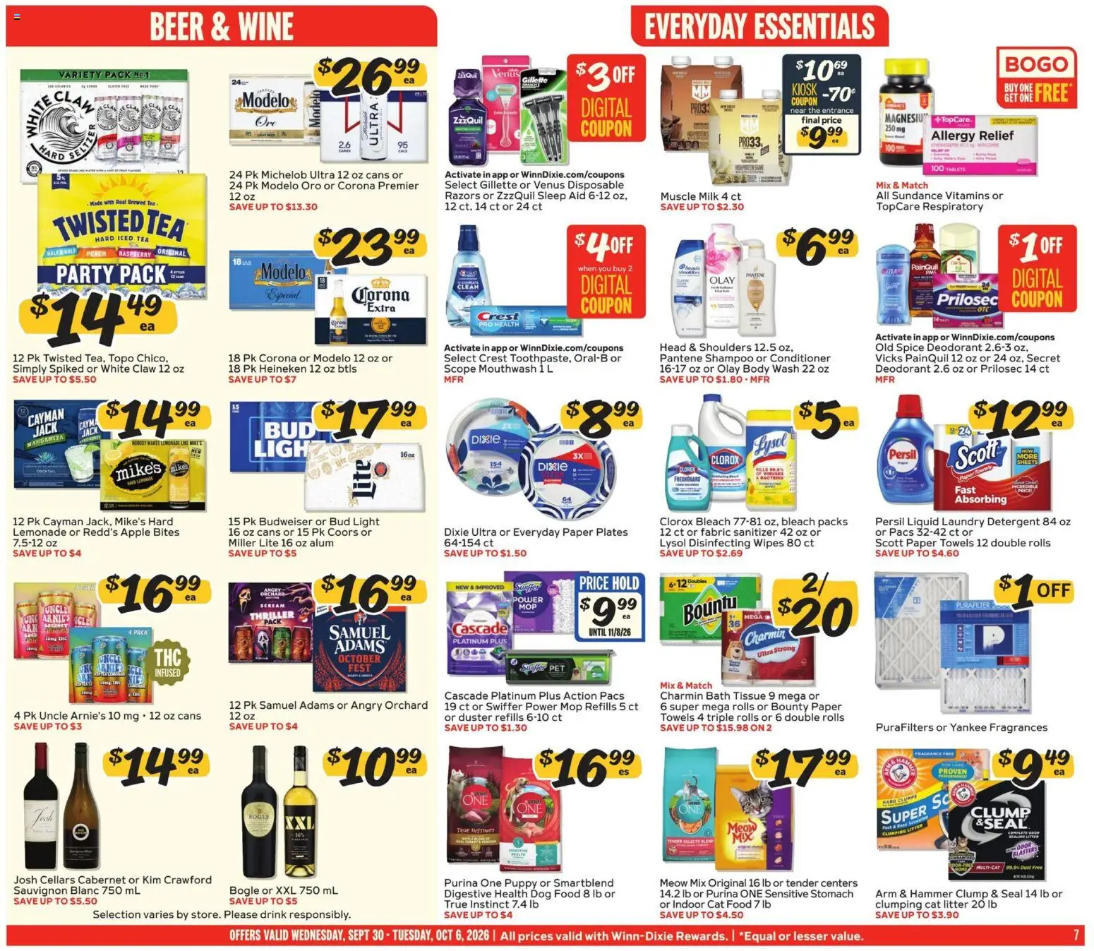 Winn Dixie Weekly Weekly Ad - valid from 09/30/2026 | Page: 7 | Products: Hammer, Head & Shoulders, Lemonade, Iced tea