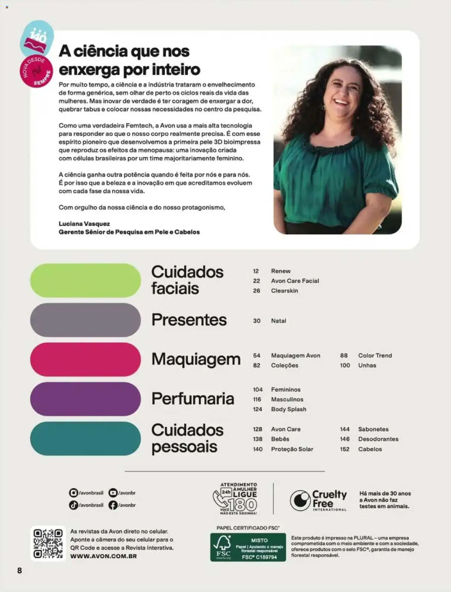 Avon Folheto - válido de 12/10/2026 | Página: 8 | Produtos: Celular, Maquiagem, Body, Câmera