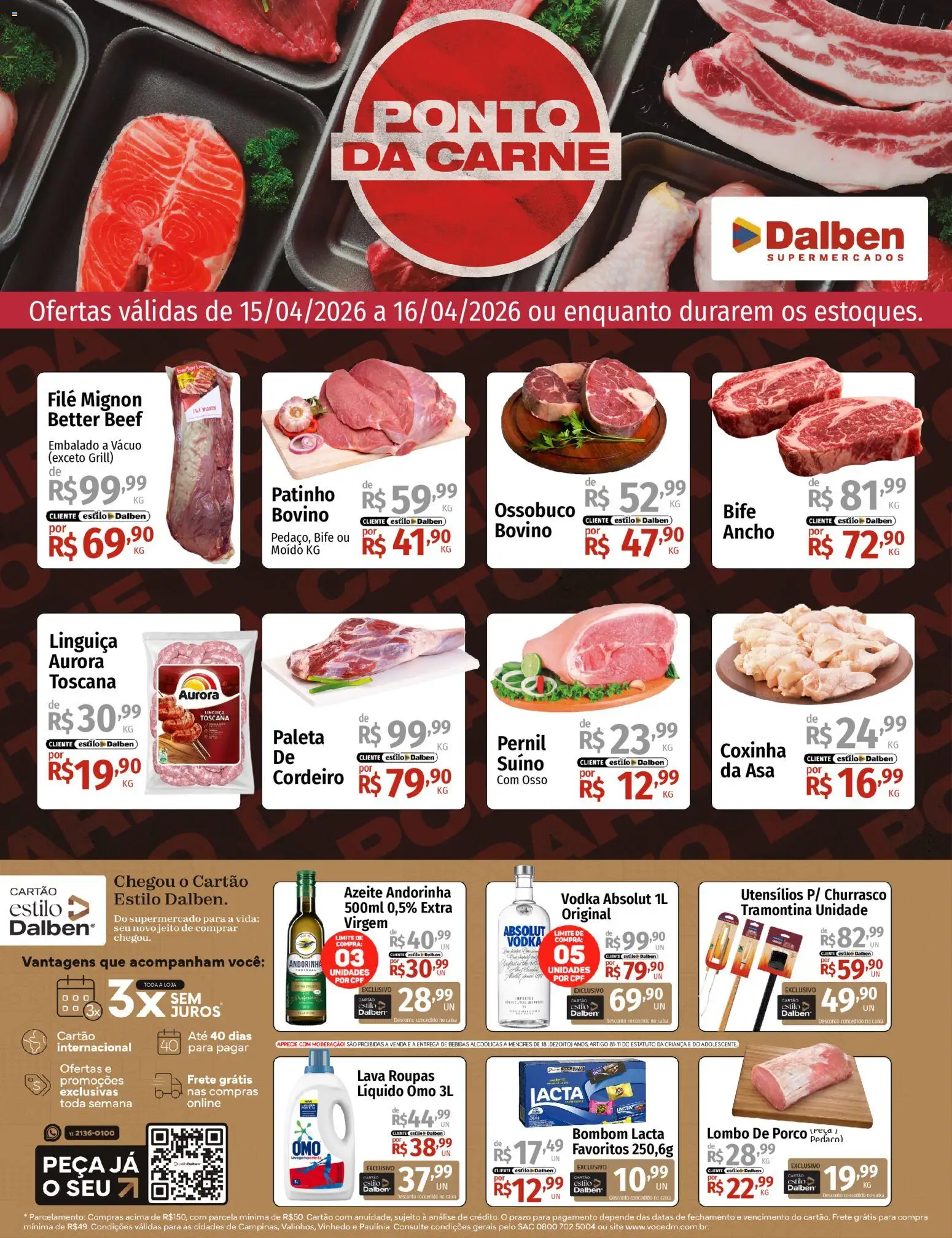Supermercado Dalben Folheto - válido de 15.04.2026 | Página: 1 | Produtos: Grill, Filé mignon, Lombo, Pernil