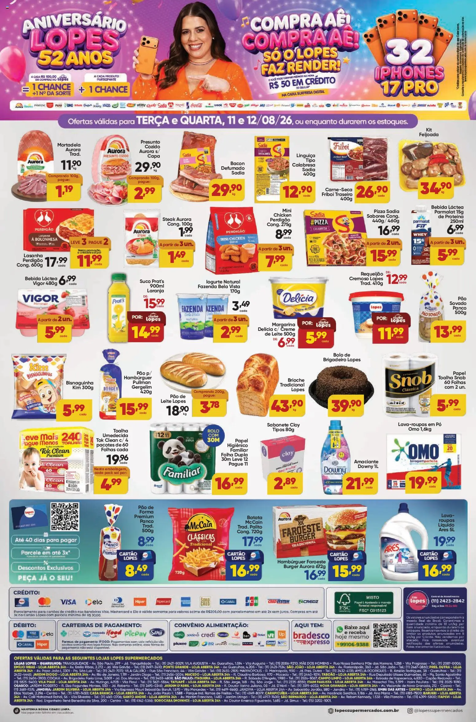 Lopes Supermercados Folheto - válido de 11/08/2026 | Página: 2 | Produtos: Brioche, Roupas, Gergelim, Bacon