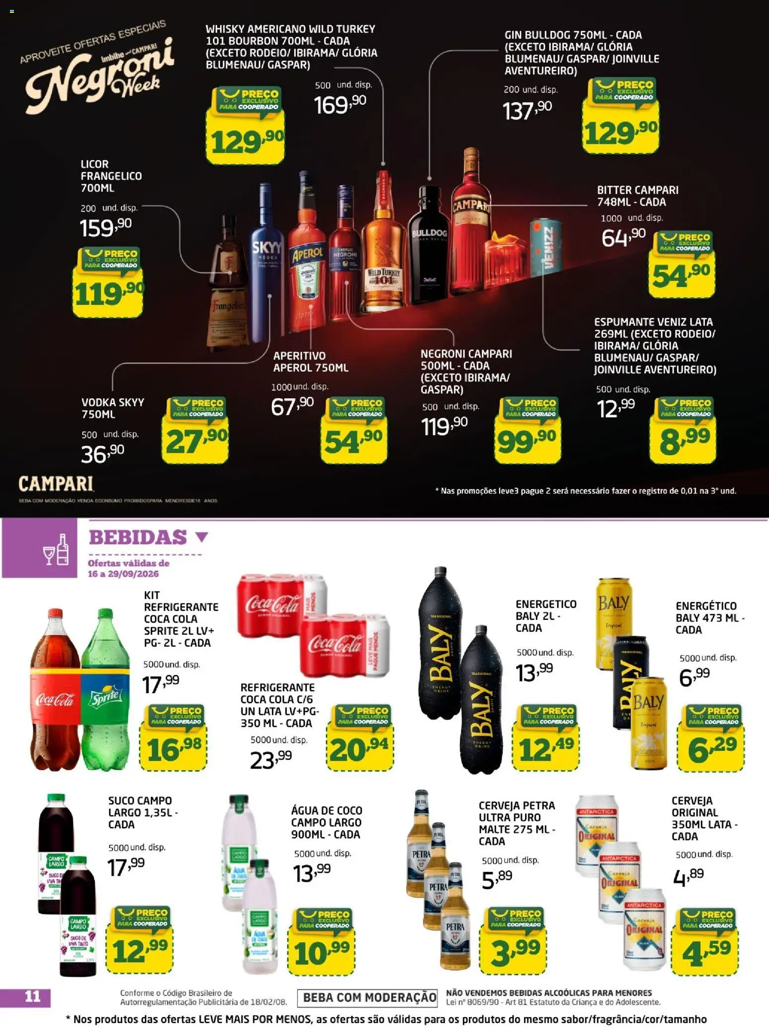 Cooper Folheto - válido de 16/09/2026 | Página: 11 | Produtos: Energético, Licor, Aperol, Vodka