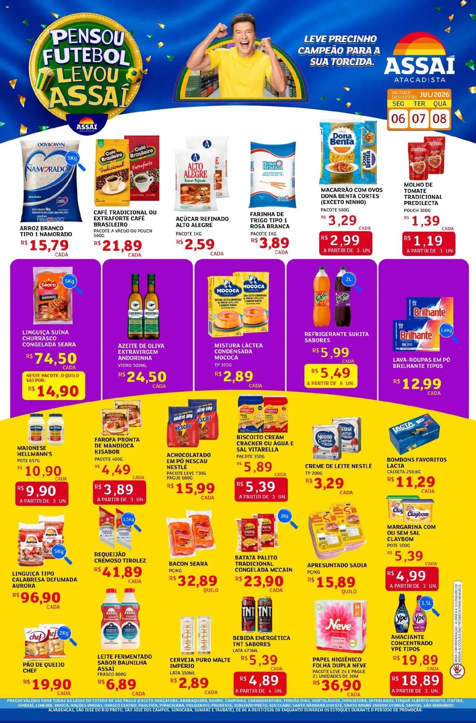 Assaí Atacadista Folheto - válido de 06/07/2026 | Página: 1 | Produtos: Pó, Leite, Batata, Requeijão