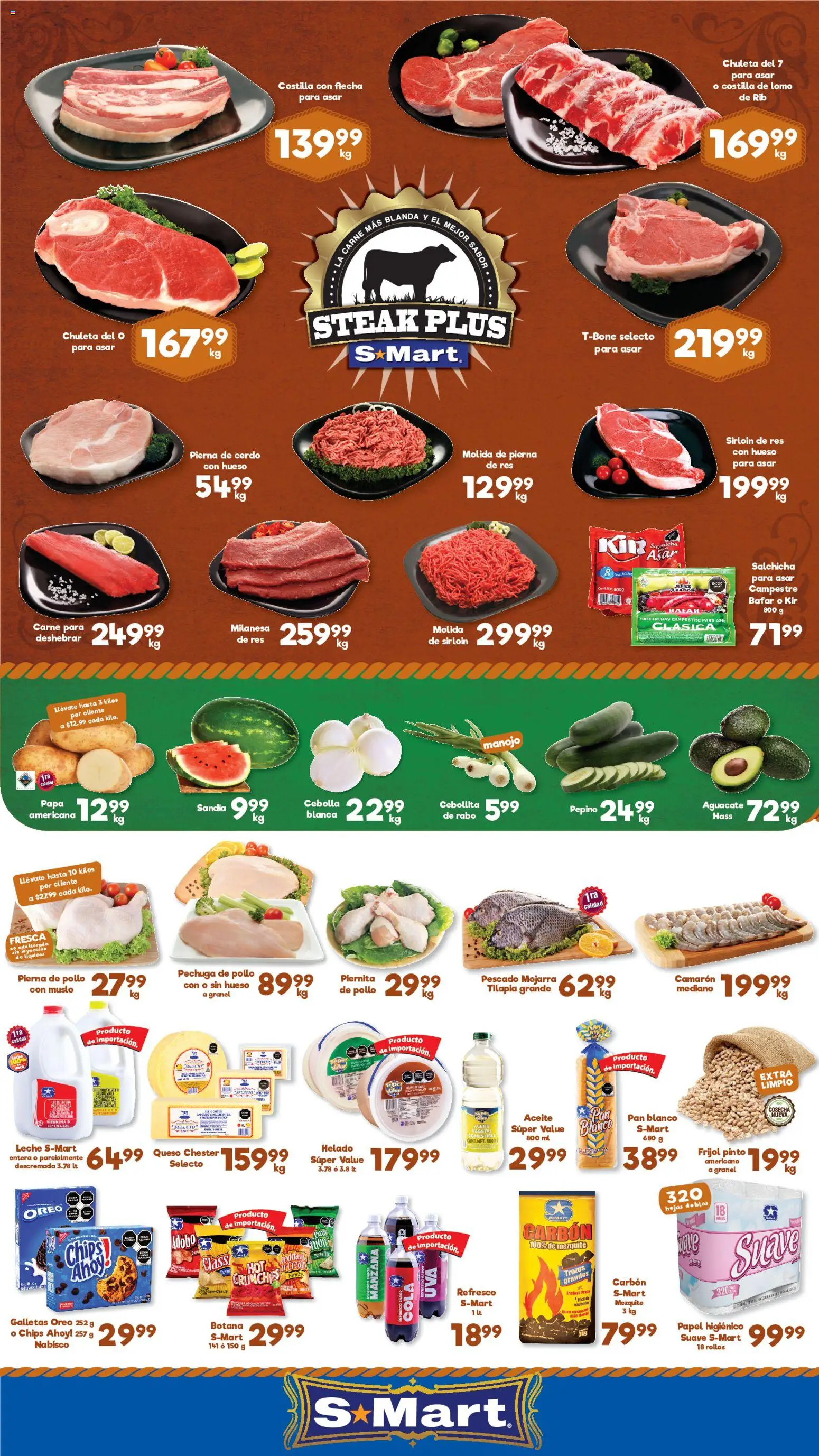 Nuevas ofertas de S-Mart válidas en toda la República Mexicana desde el 17/07/2026. ¡Encuentra las mejores ofertas en S-Mart folleto Juárez! | Página: 1 | Productos: Salchicha, Leche, Aceite, Cerdo
