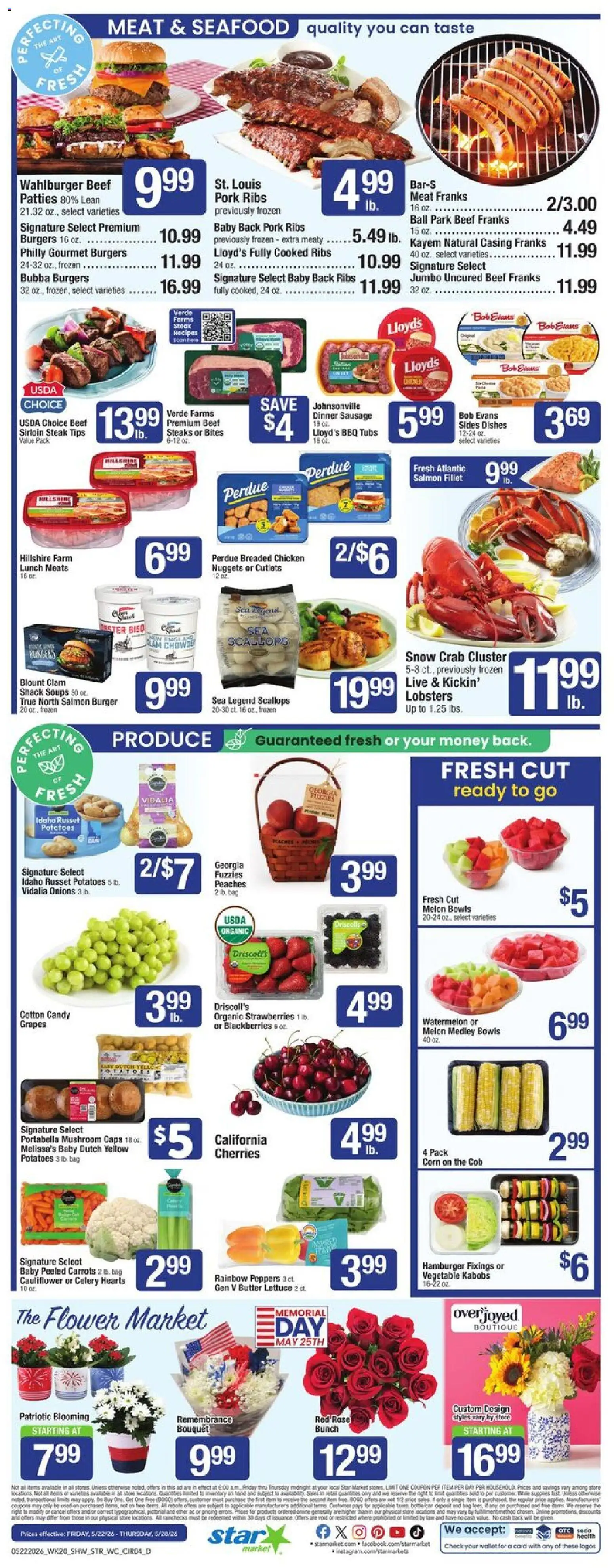 Star Market Weekly Ad - valid from 22.05.2026 | Page: 4 | Products: Lettuce, Pork, Strawberries, Wallet