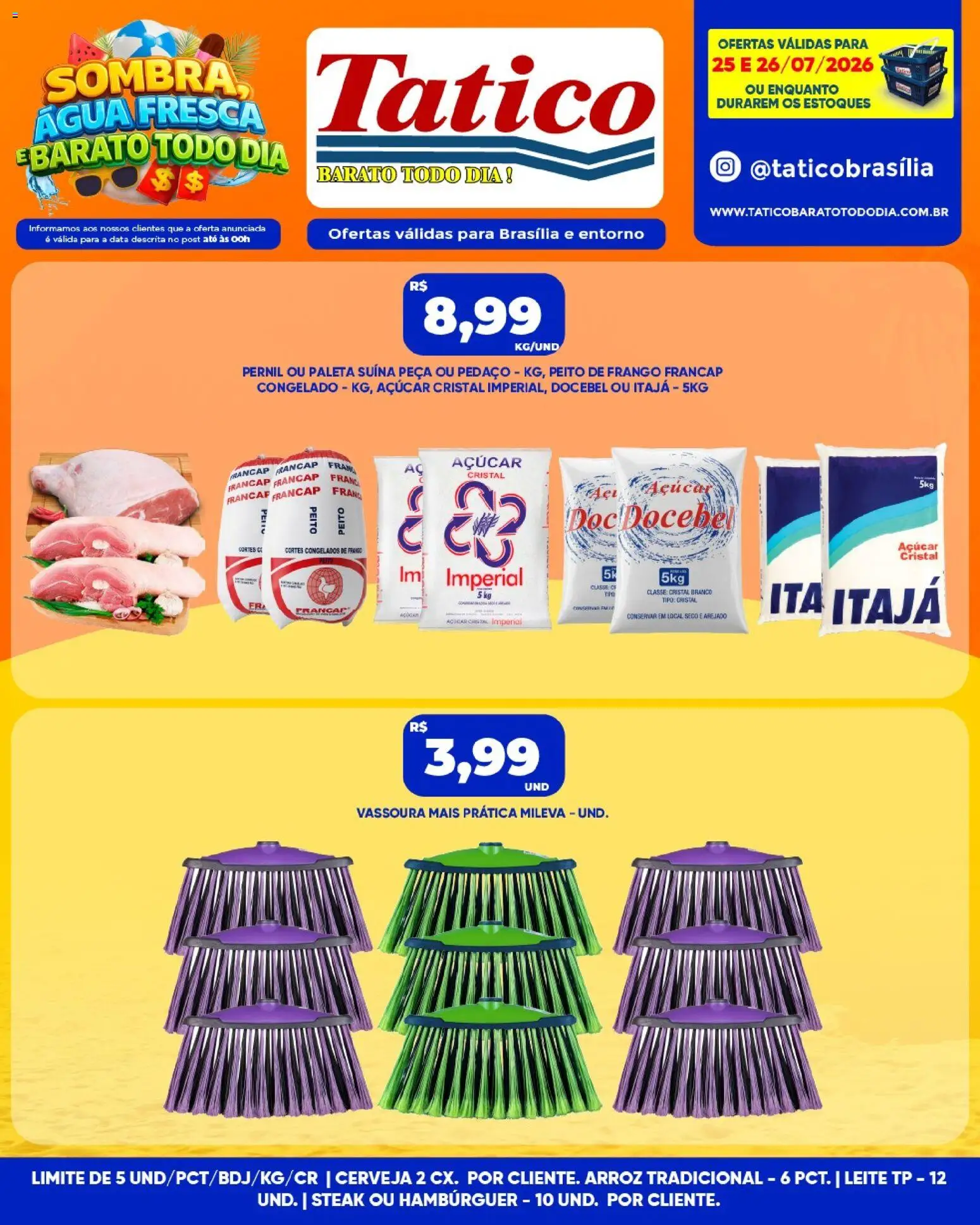Tatico Folheto - válido de 25/07/2026 | Página: 5 | Produtos: Cerveja, Açúcar, Frango, Vassoura