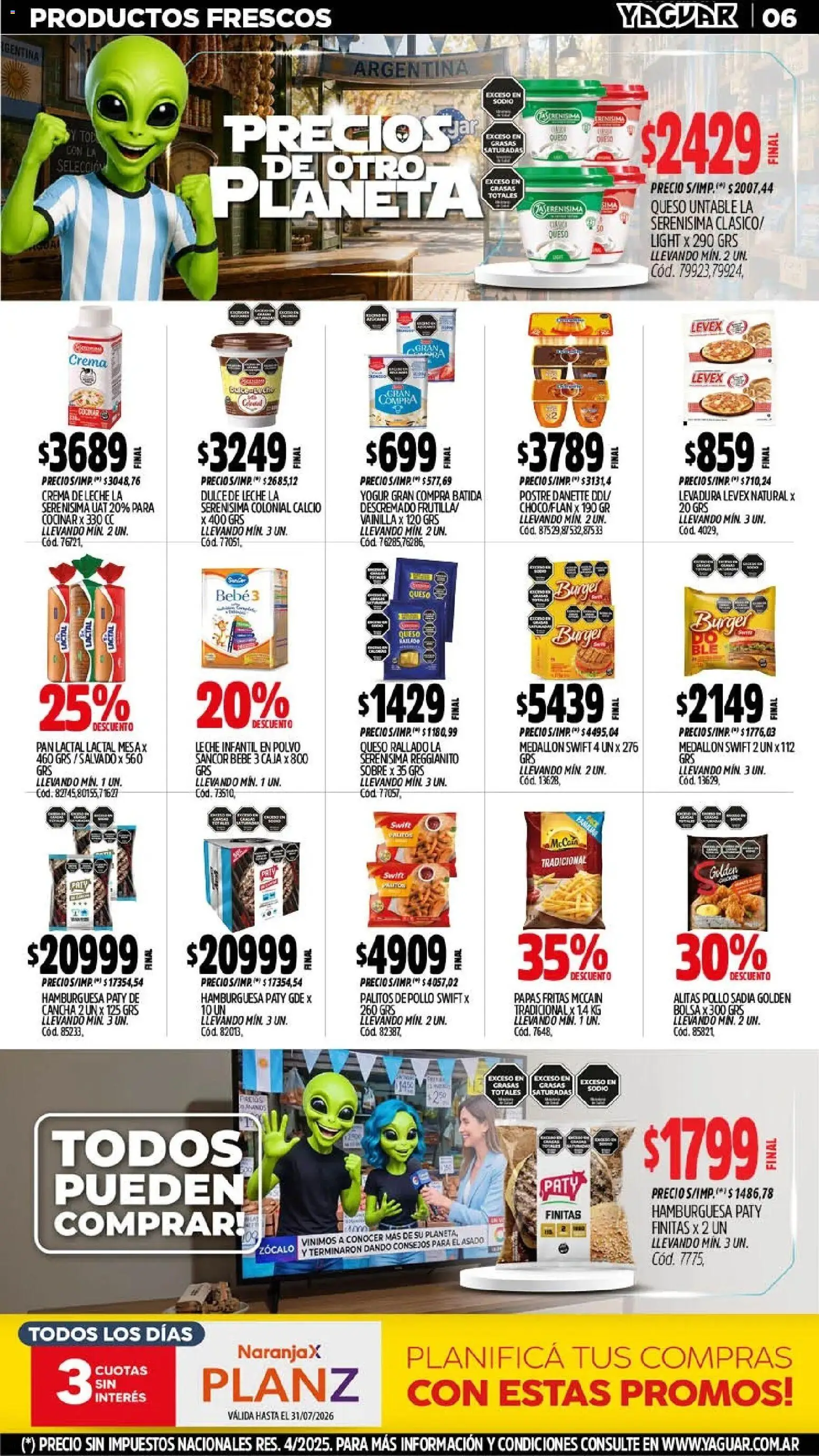 Yaguar - Oferta Semanal Neuquen │ válido desde el 06/07/2026 | Página: 8 | Productos: Caja, Queso, Yogur, Papas fritas