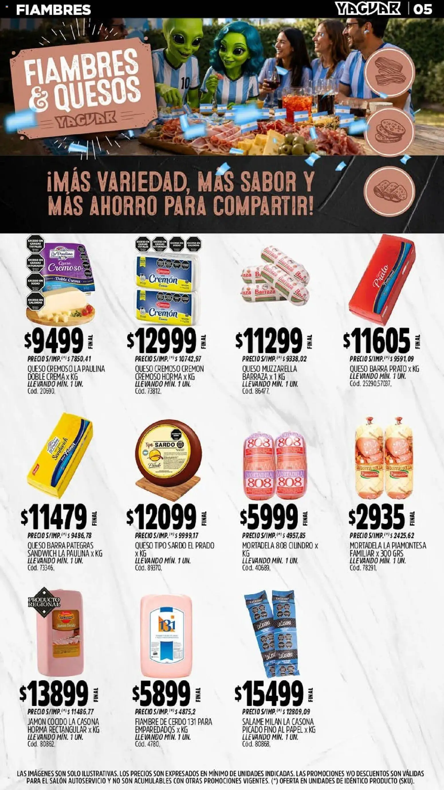 Yaguar - Oferta Semanal Misiones │ válido desde el 06/07/2026 | Página: 7 | Productos: Mortadela, Queso, Salame, Crema