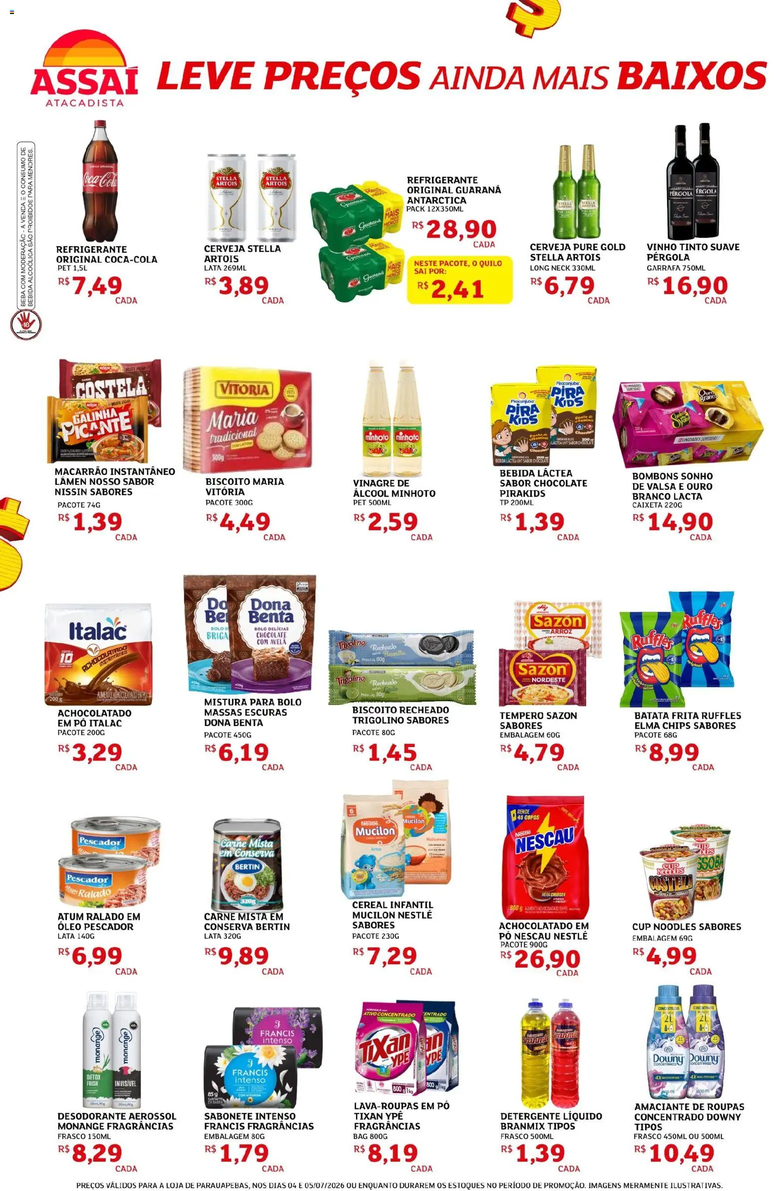Assaí Atacadista Folheto - válido de 04/07/2026 | Página: 2 | Produtos: Guaraná, Detergente, Vinagre, Sabonete