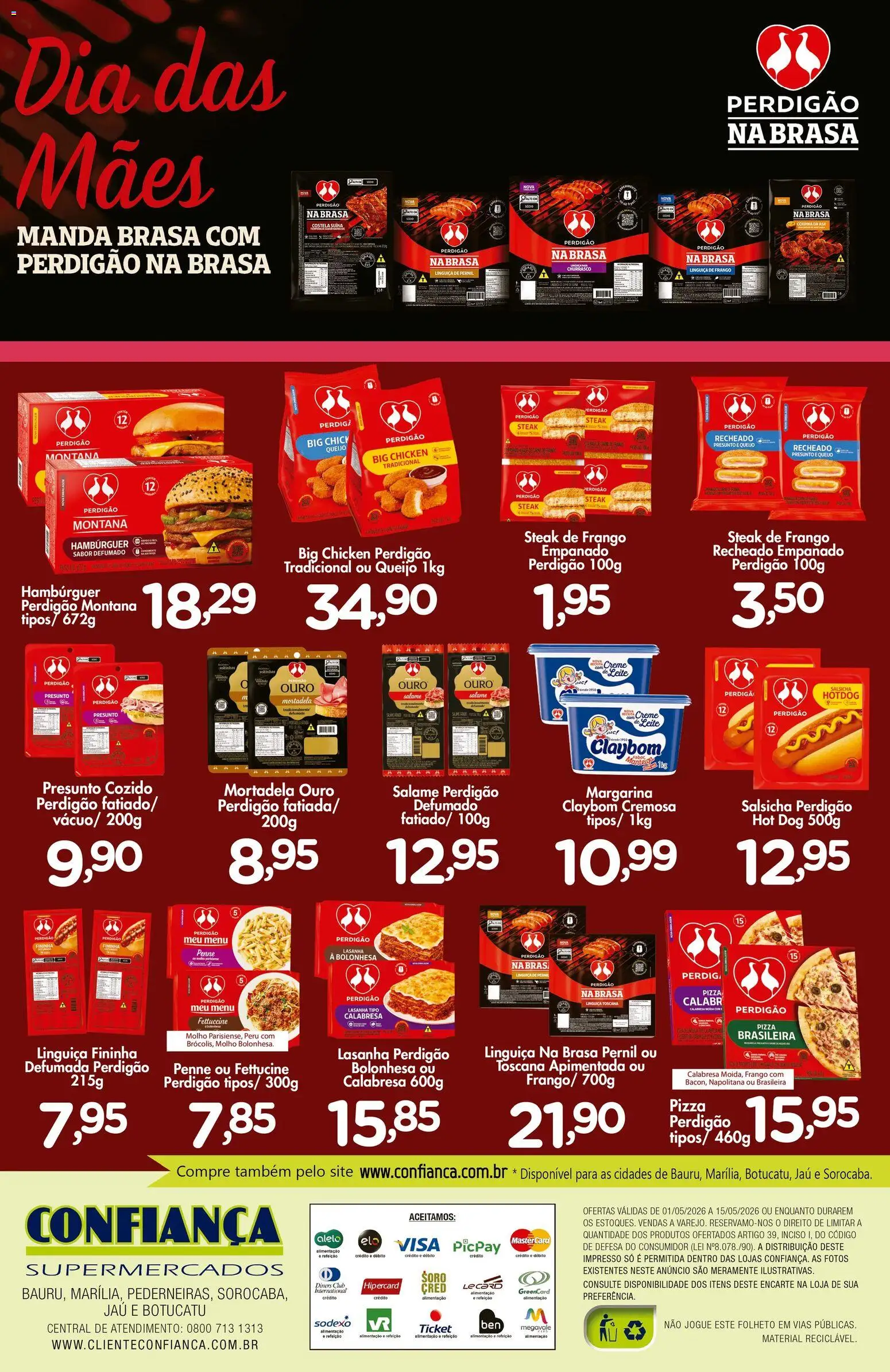 Confiança Folheto - válido de 01.05.2026 | Página: 2 | Produtos: Salame, Hambúrguer, Frango, Margarina