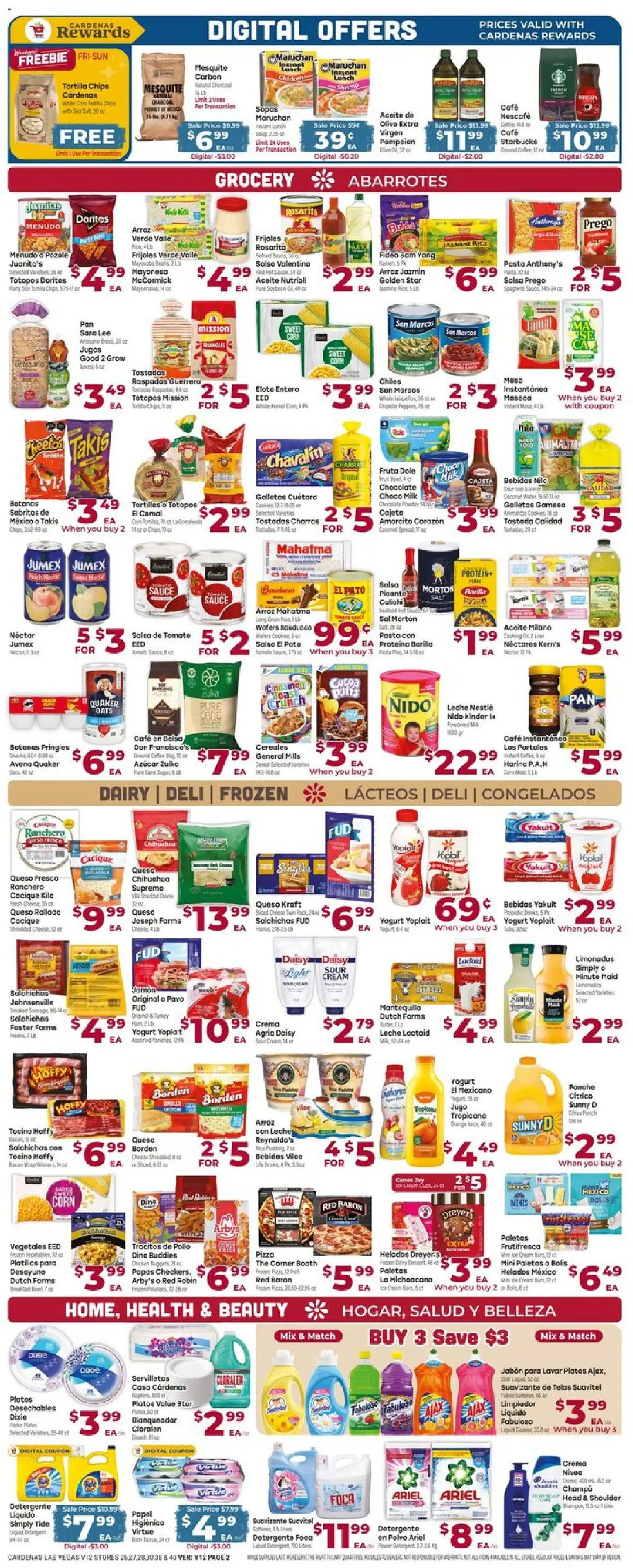 Cardenas Weekly Ad - valid from 07/08/2026 | Page: 2 | Products: Cheese, Pasta, Cream, Sugar