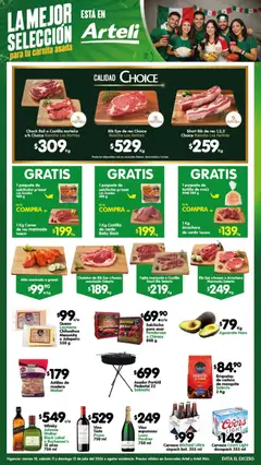 Vista previa de Arteli folleto Carnes & Cortes, nuevo folleto de la tienda, válido en México a partir del 10/07/2026 | Página: 1 | Productos: Aguacate, Cerdo, Res, Whisky