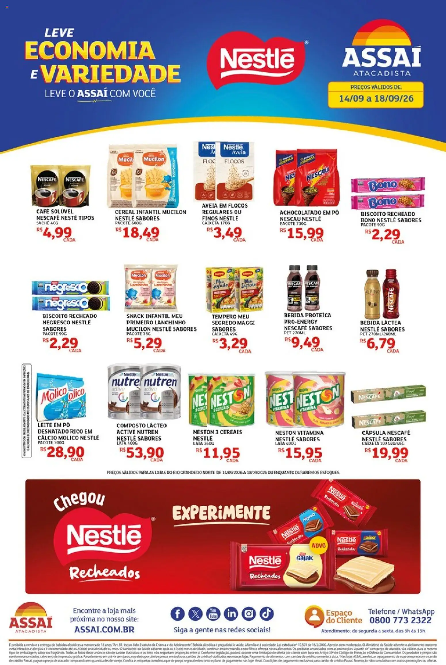 Assaí Atacadista Folheto - válido de 14/09/2026 | Página: 1 | Produtos: Biscoito, Café, Flocos, Bebida proteica
