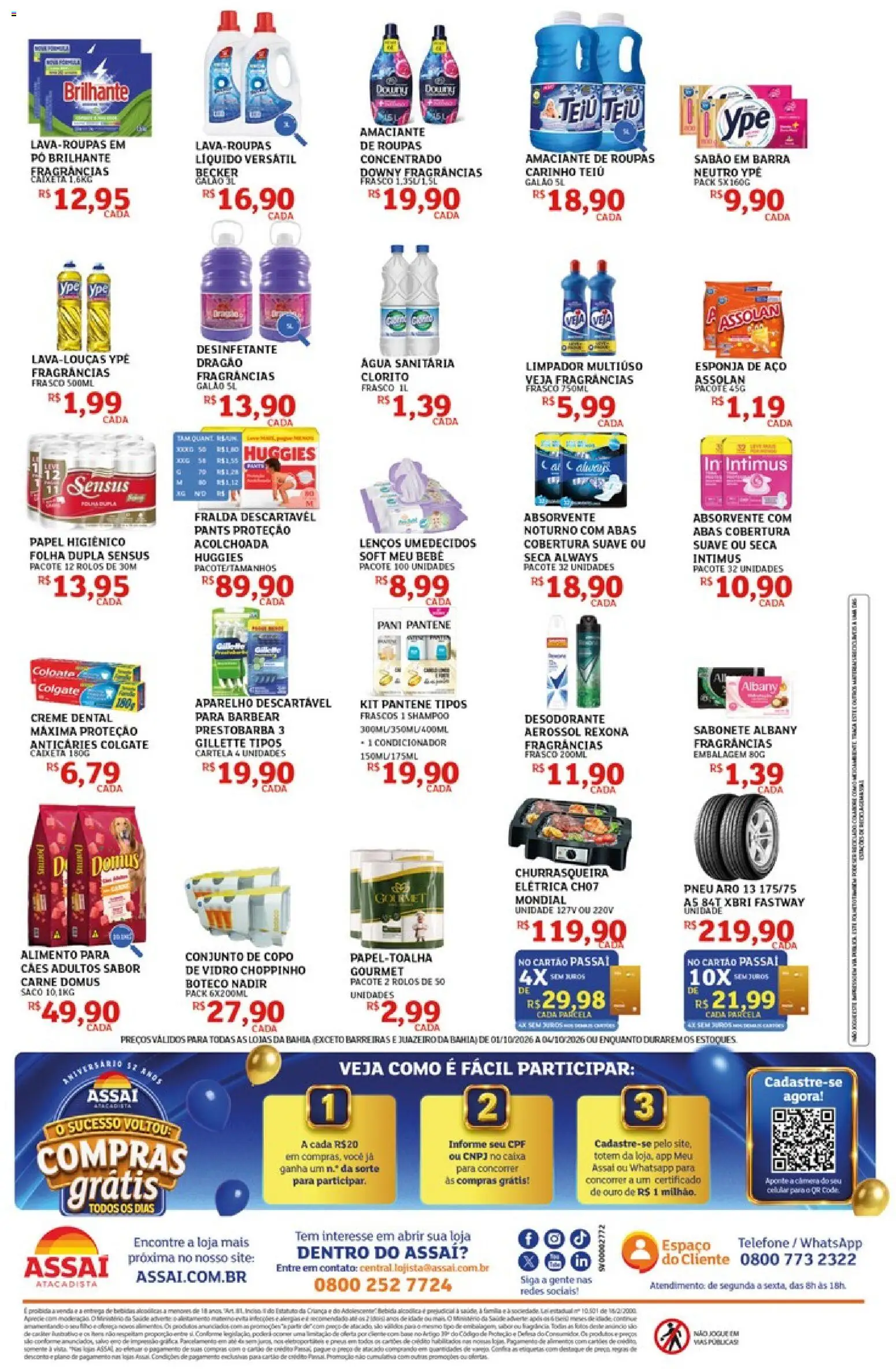Assaí Atacadista Folheto - válido de 01/10/2026 | Página: 4 | Produtos: Sabão em barra, Limpador multiuso, Roupas, Desinfetante