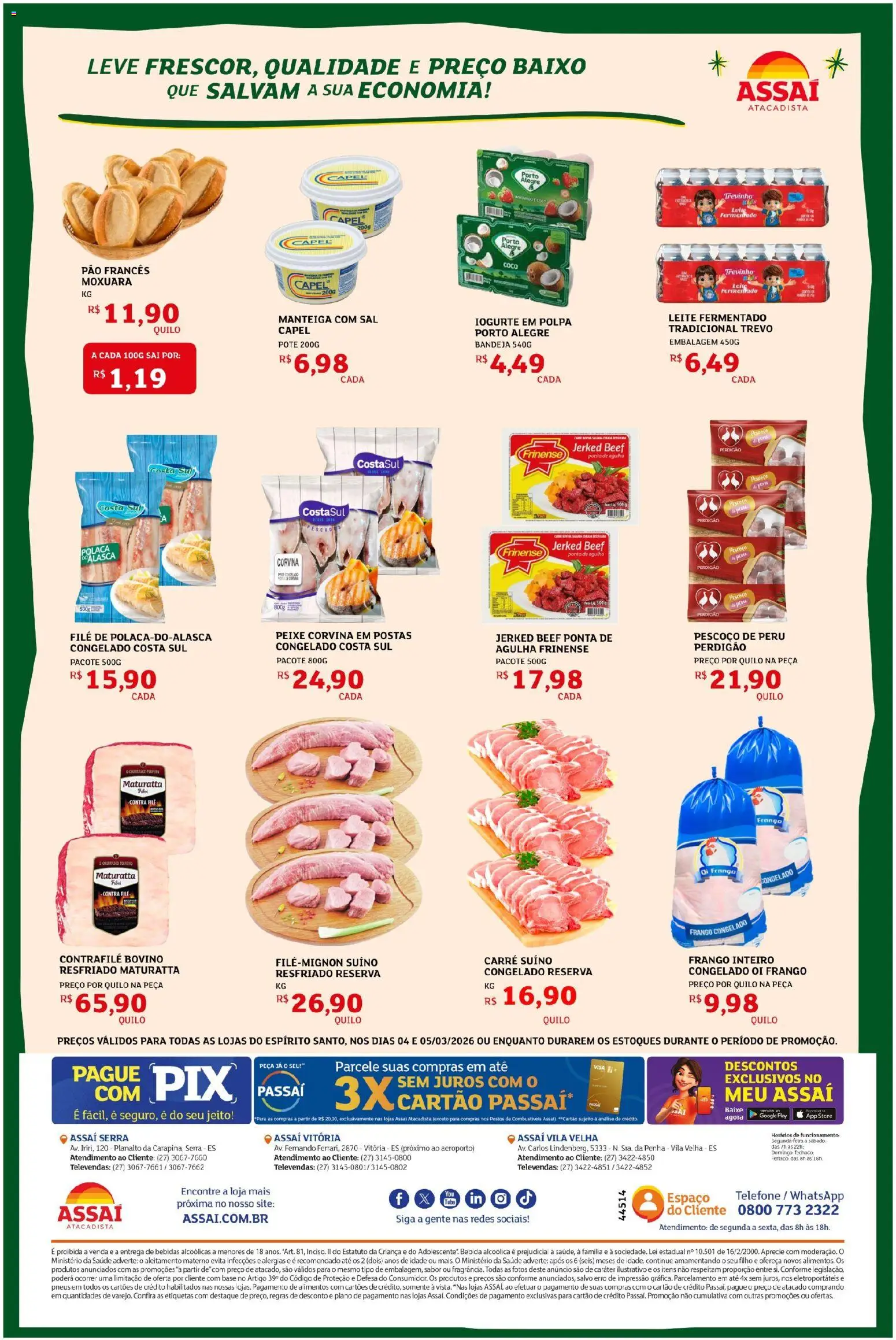 Assaí Atacadista Folheto - válido de 04.03.2026 | Página: 2 | Produtos: Bebida, Bandeja, Sal, Leite fermentado