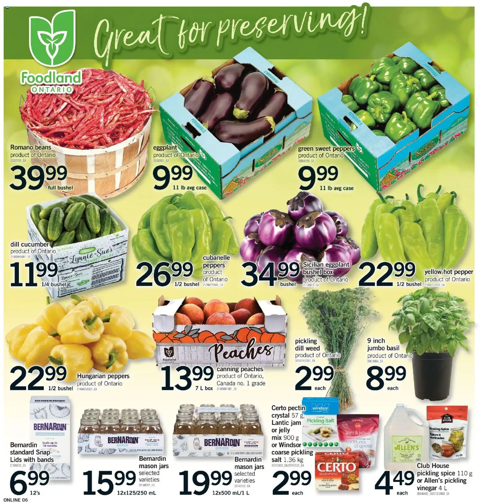 Fortinos flyer valid from Aug 13, 2026 | Page: 6 | Products: Peaches, Pepper, Vinegar, Beans