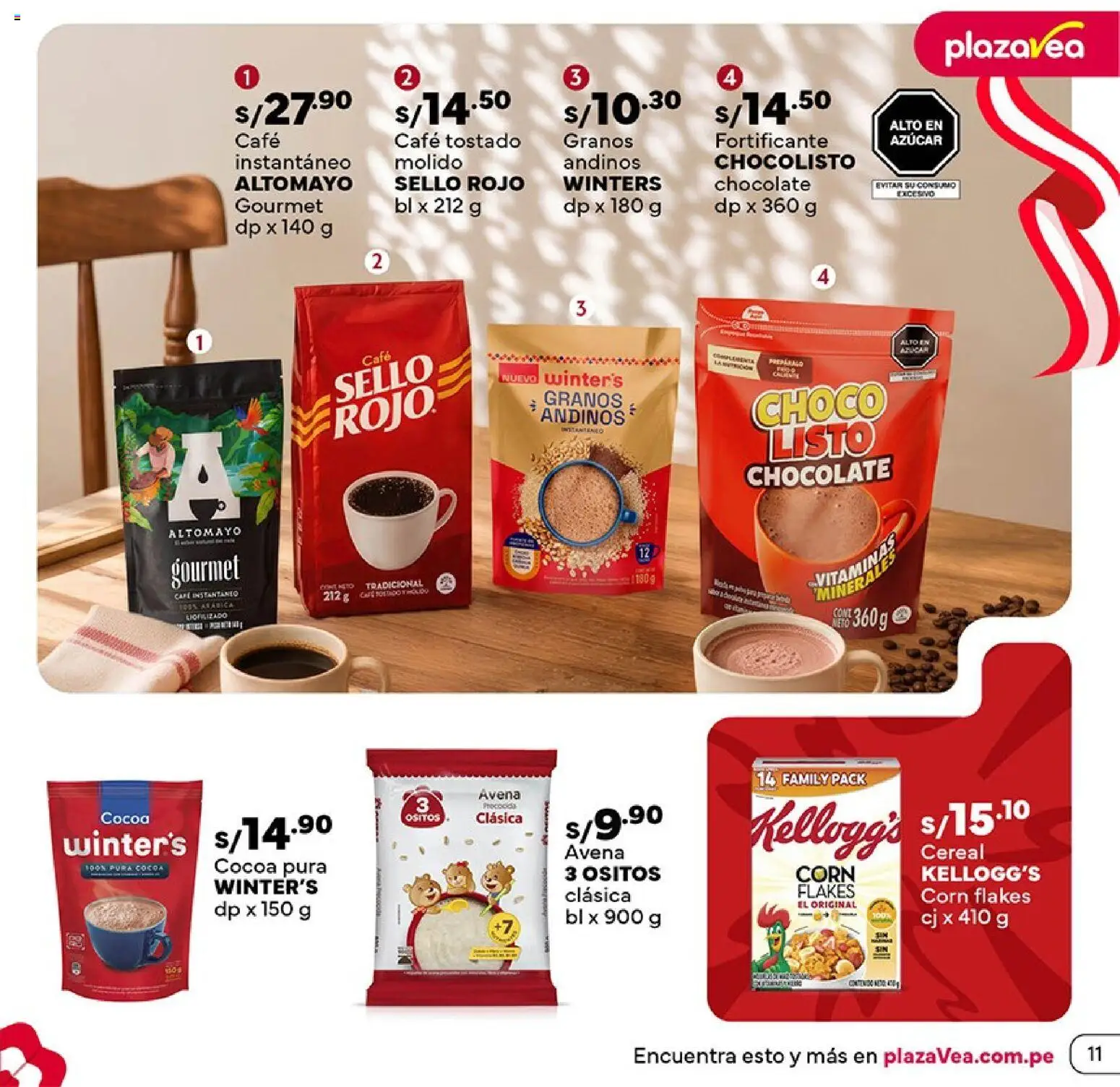 Catálogo Plaza Vea válido desde 16/07/2026 | Página: 11 | Productos: Café, Chocolate, Avena