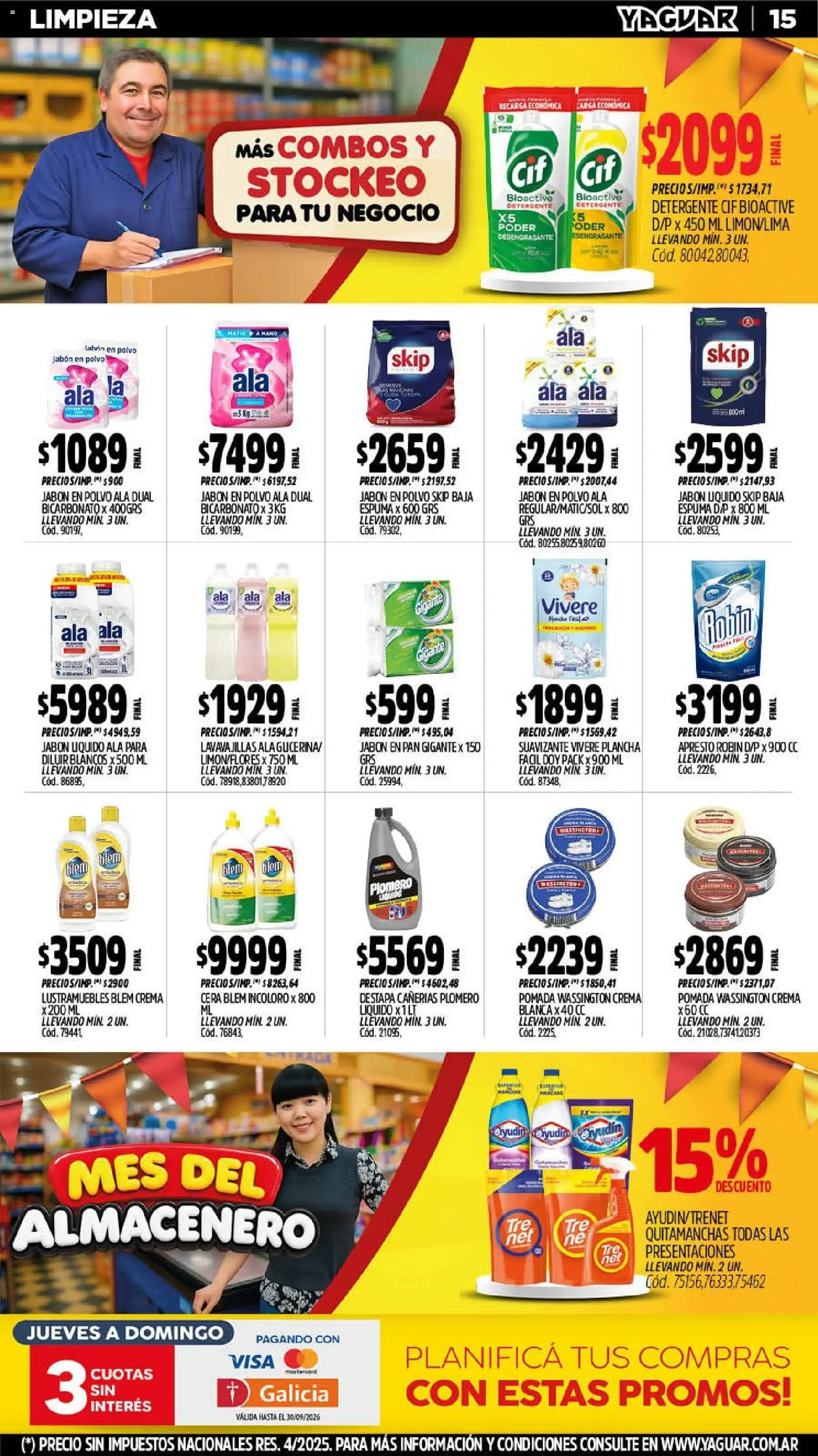 Yaguar - Oferta Semanal Mendoza │ válido desde el 07/09/2026 | Página: 15 | Productos: Polvo, Cera, Plancha, Pan