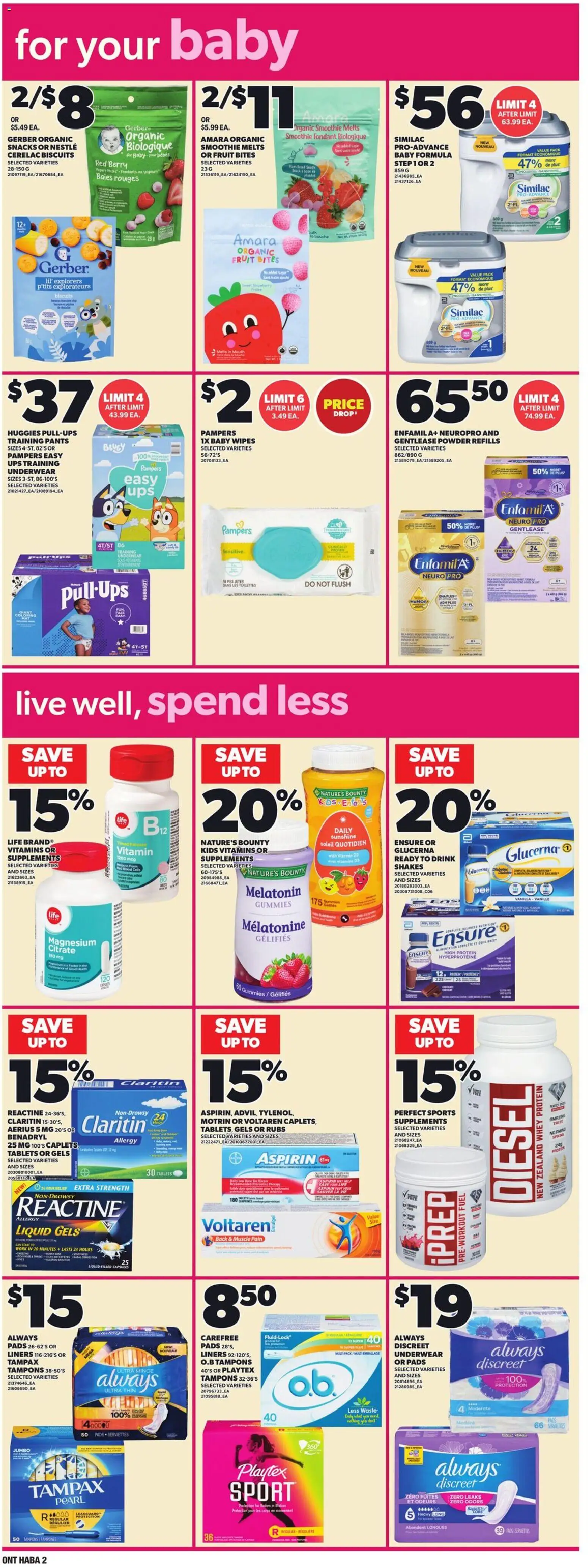 Loblaws flyer valid from 09.04.2026 | Page: 15 | Products: Powder, Yogurt, Pants, Underwear