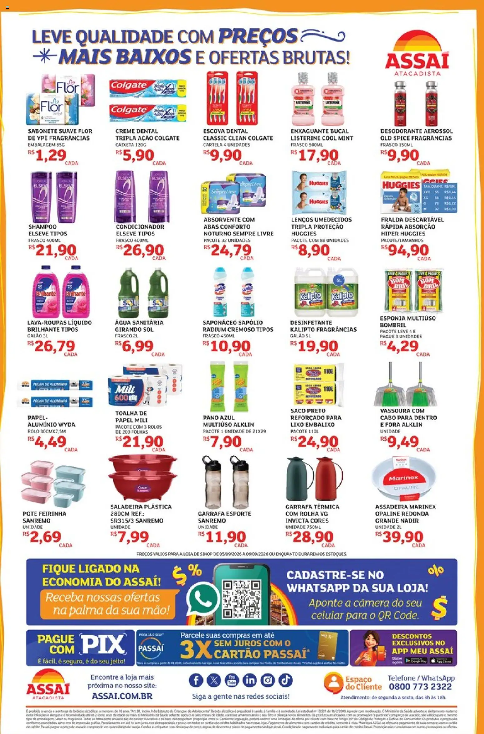 Assaí Atacadista Folheto - válido de 05/09/2026 | Página: 4 | Produtos: Girando sol, Saponáceo, Telefone, Absorvente