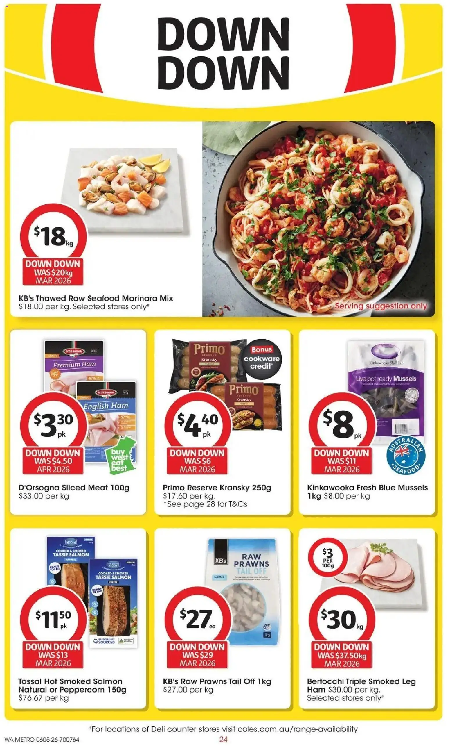 Coles catalogue - valid from 05.05.2026 | Page: 24 | Products: Ham, Cookware, Prawns, Seafood