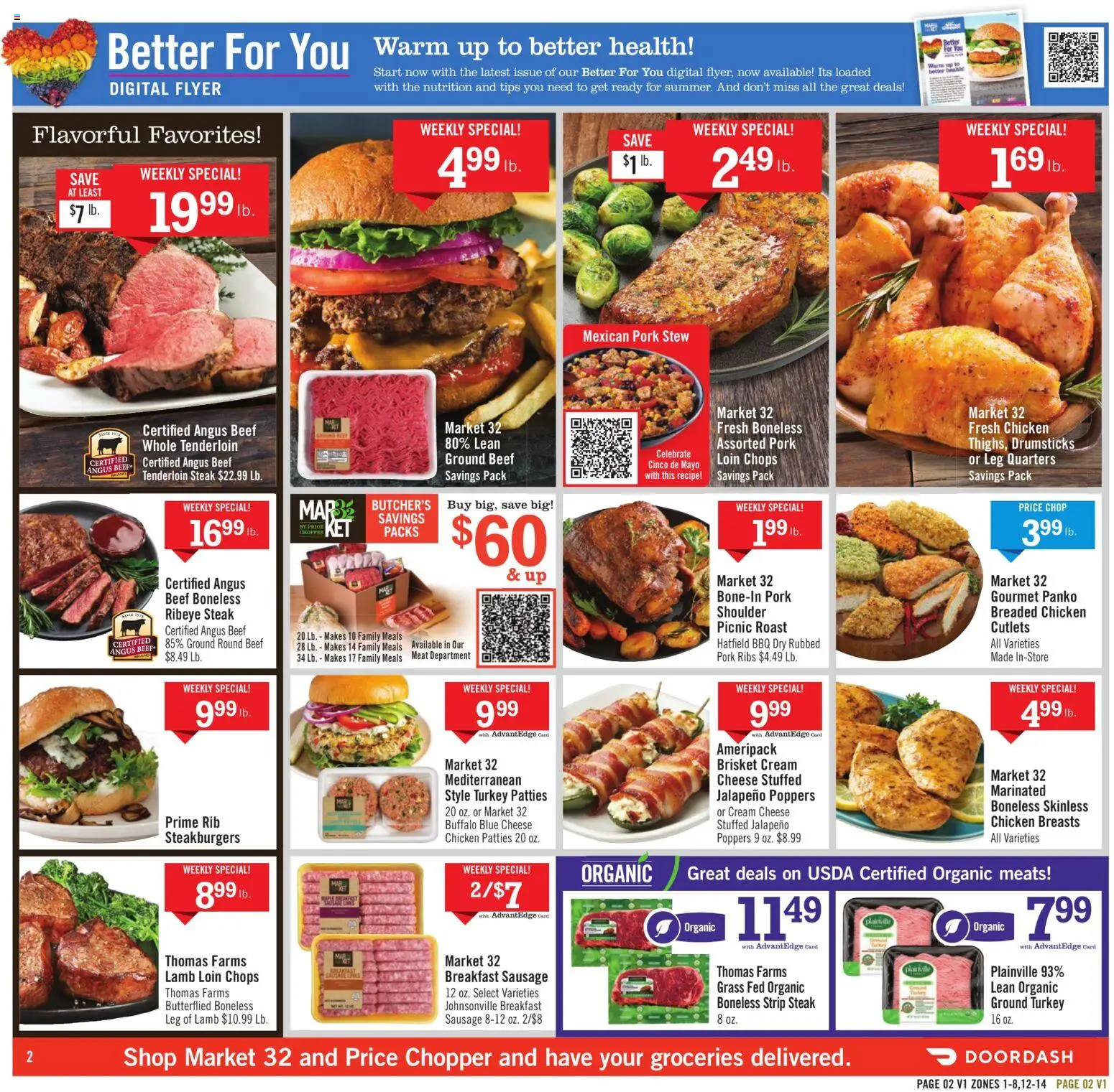 Price Chopper Weekly Ad - valid from 03.05.2026 | Page: 2 | Products: Pork, Beef, Cream, Sausage