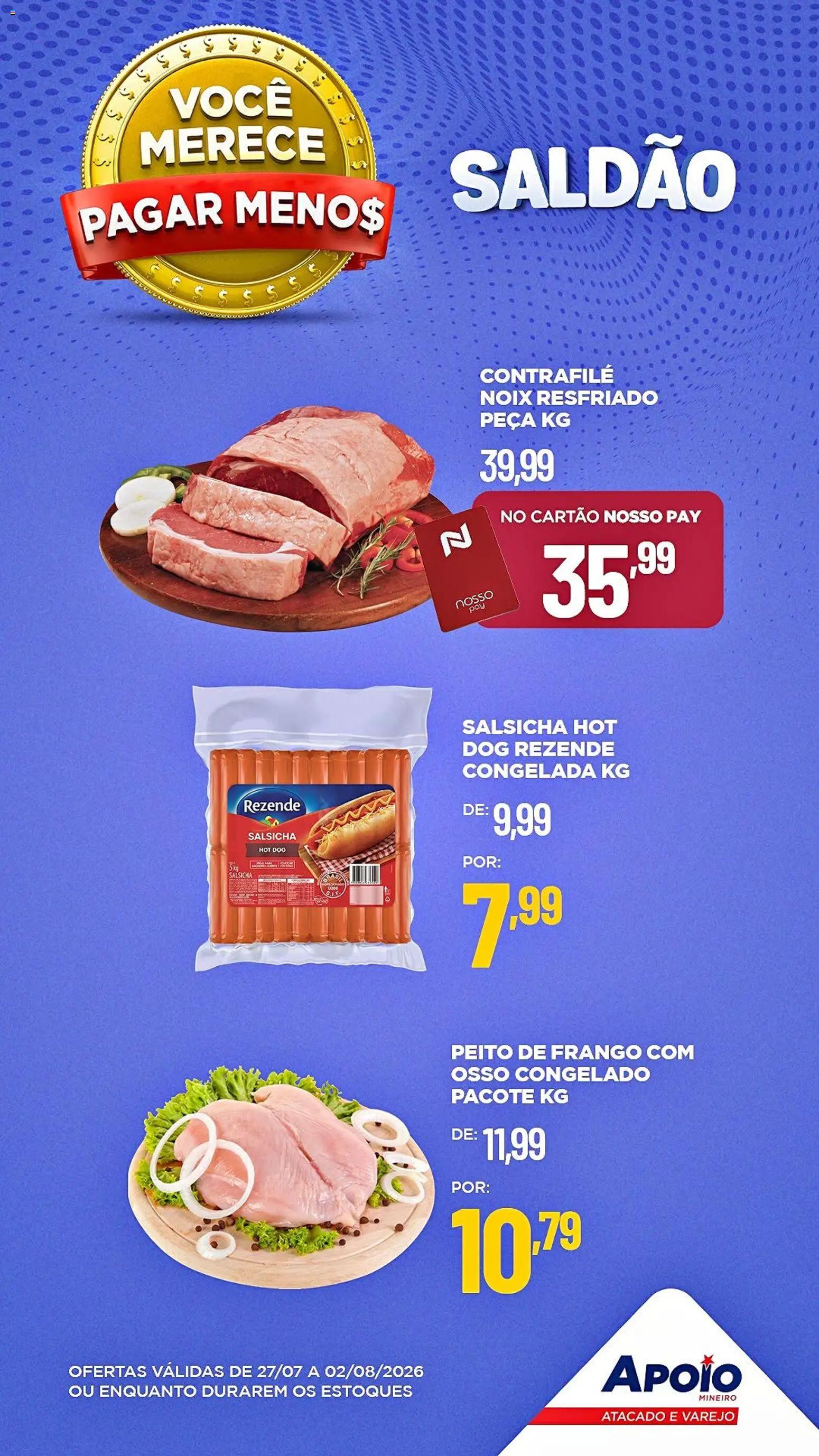 Apoio Mineiro Folheto - válido de 27/07/2026 | Página: 2 | Produtos: Salsicha, Frango, Peito de frango