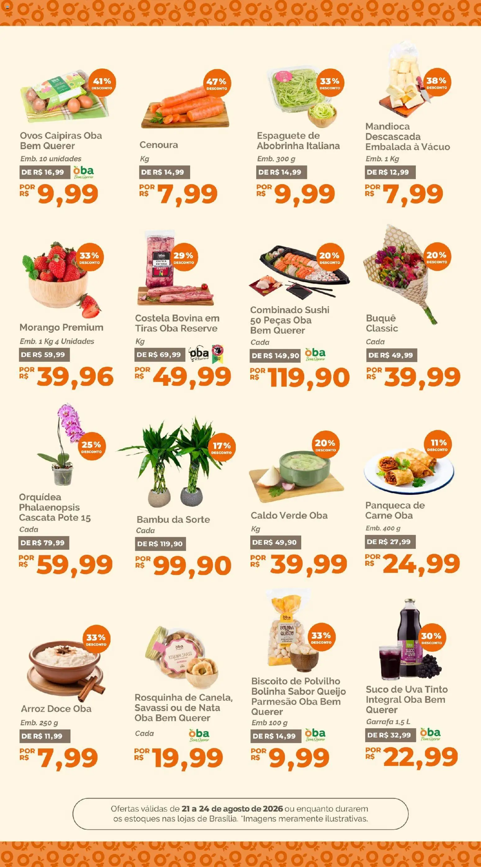 Oba Hortifruti Folheto - válido de 21/08/2026 | Página: 6 | Produtos: Espaguete, Orquídea, Sushi, Parmesão