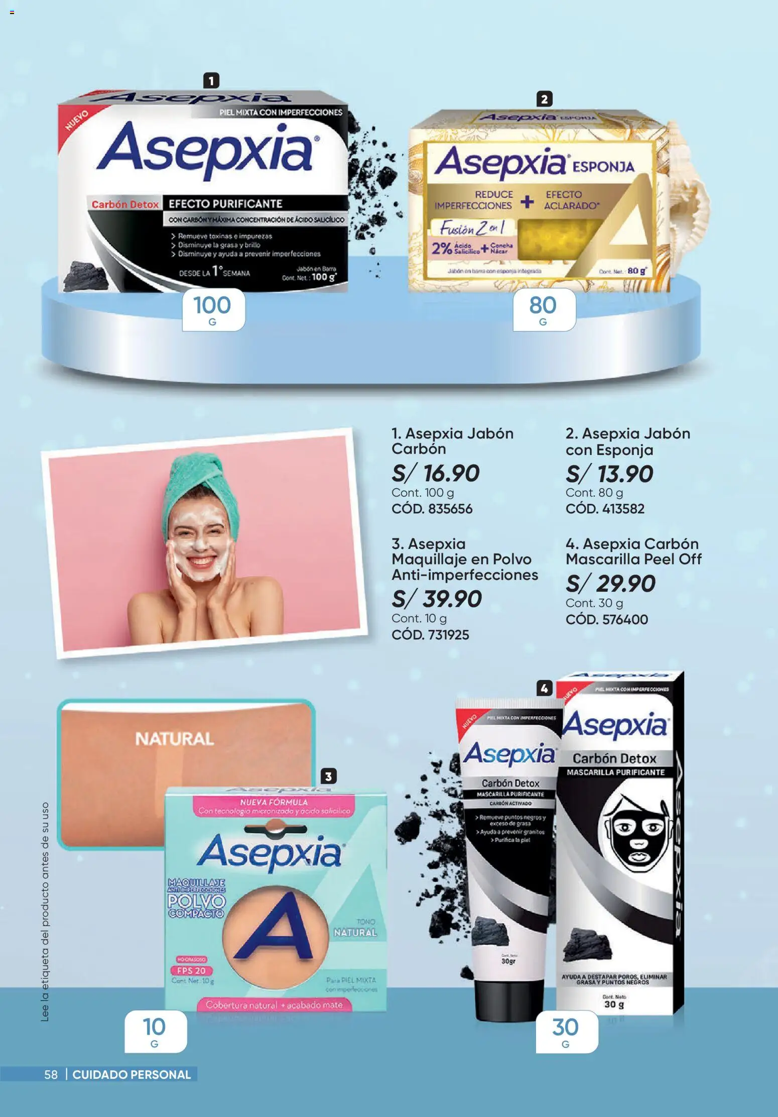 Catálogo Azzorti válido desde 14/08/2026 | Página: 58 | Productos: Esponja, Jabón, Maquillaje, Polvo