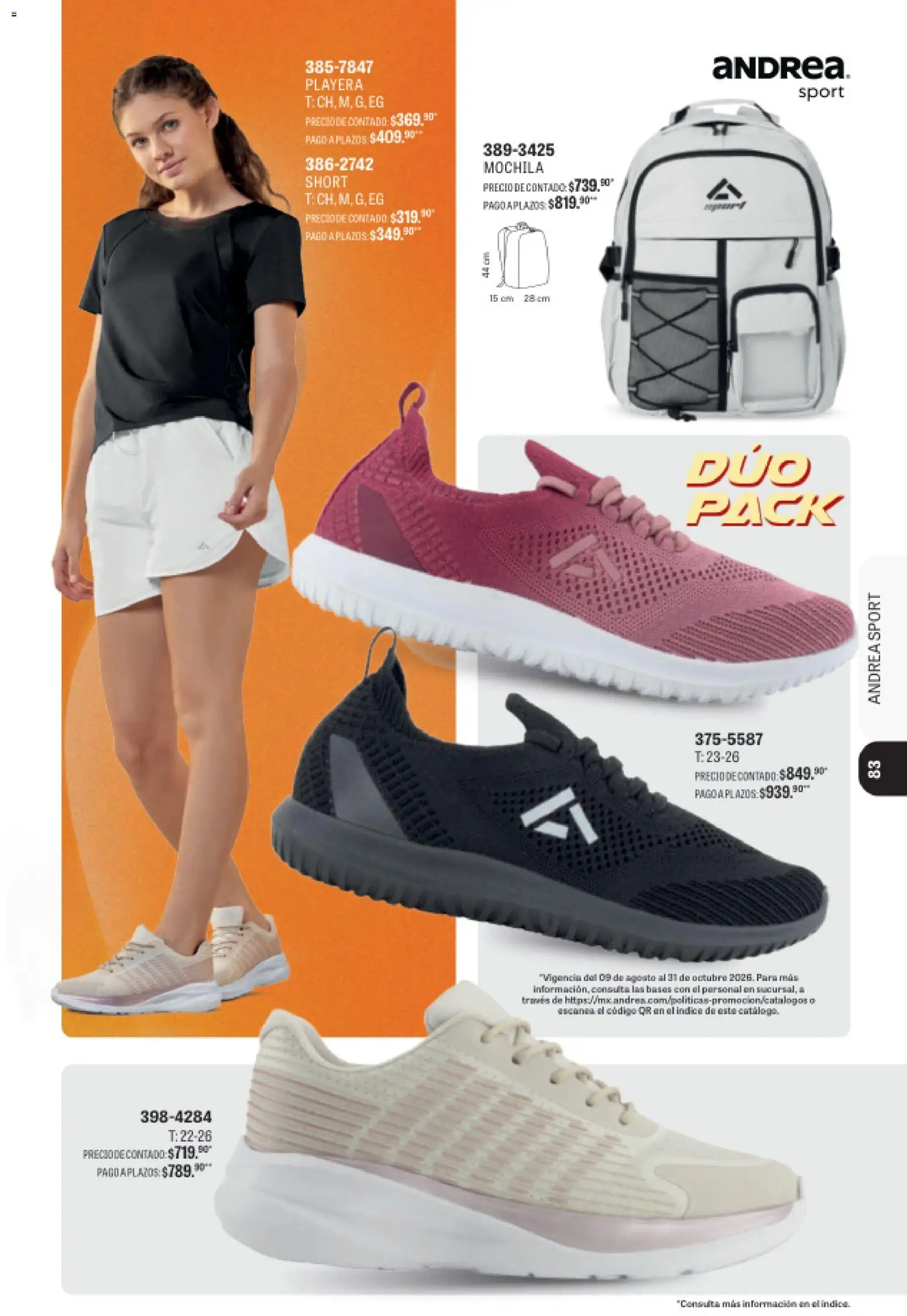 Nuevas ofertas de Andrea válidas en toda la República Mexicana desde el 23/08/2026. ¡Encuentra las mejores ofertas en Andrea catálogo Sport! | Página: 72 | Productos: Mochila, Playera, Short