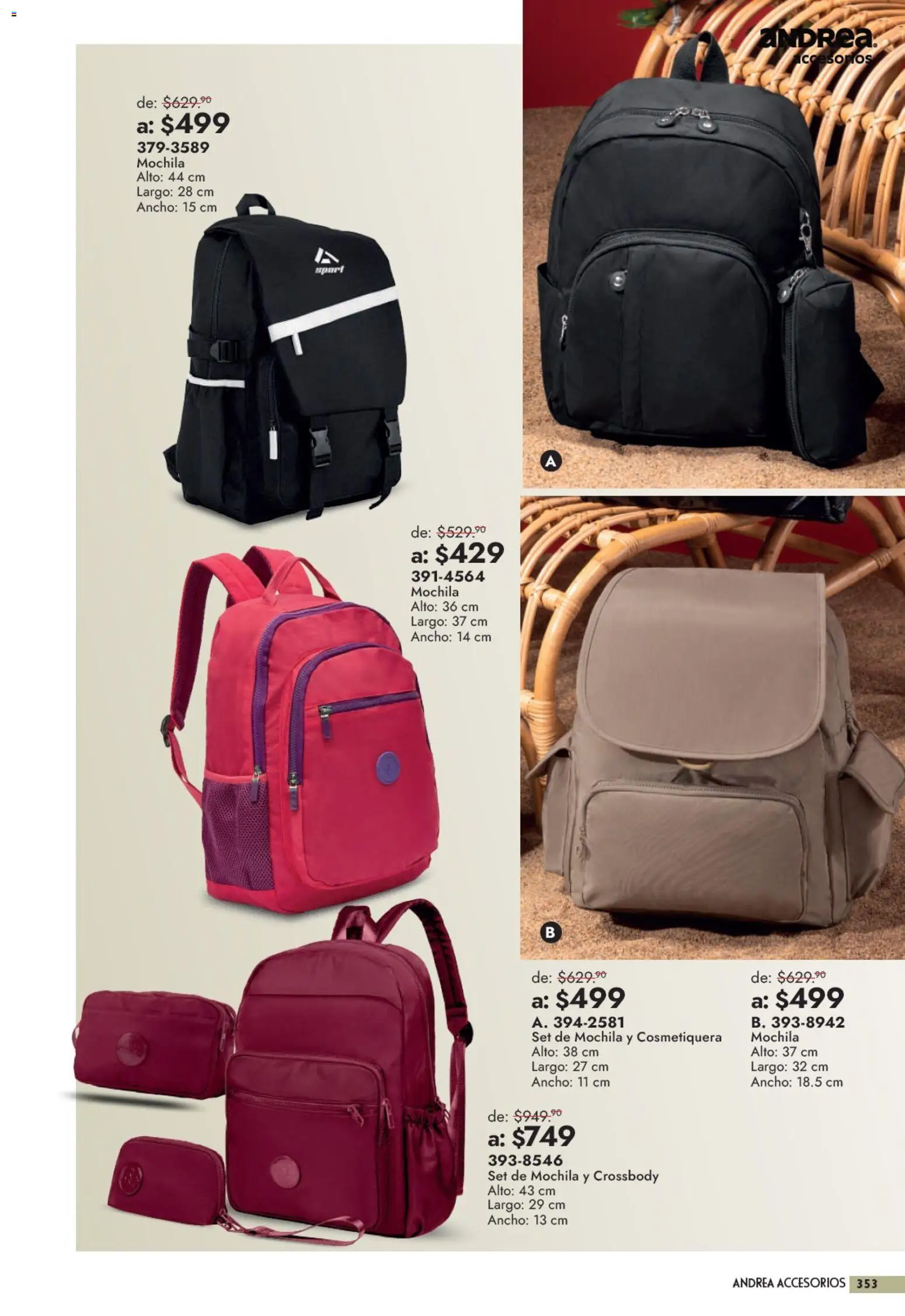 Nuevas ofertas de Andrea válidas en toda la República Mexicana desde el 13/09/2026. ¡Encuentra las mejores ofertas en Andrea catálogo Outlet! | Página: 353 | Productos: Mochila