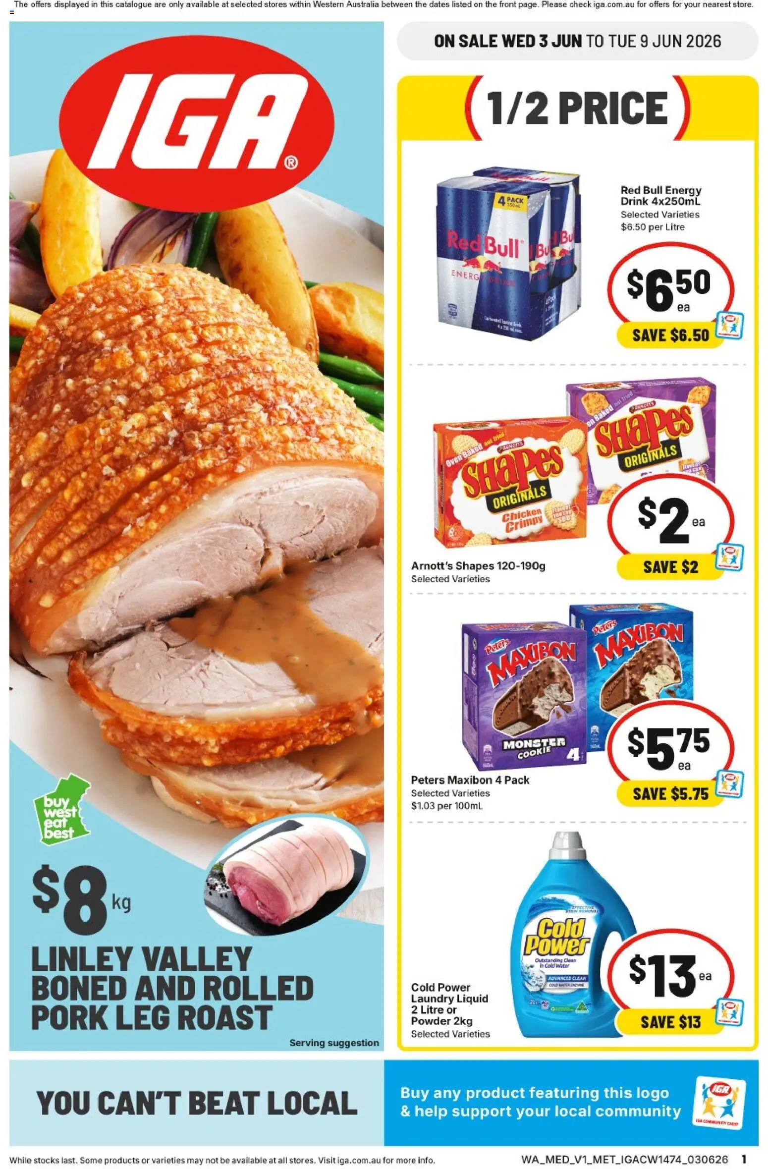 IGA catalogue - valid from 03.06.2026 | Page: 1 | Products: Powder, Chicken, Pork, Laundry