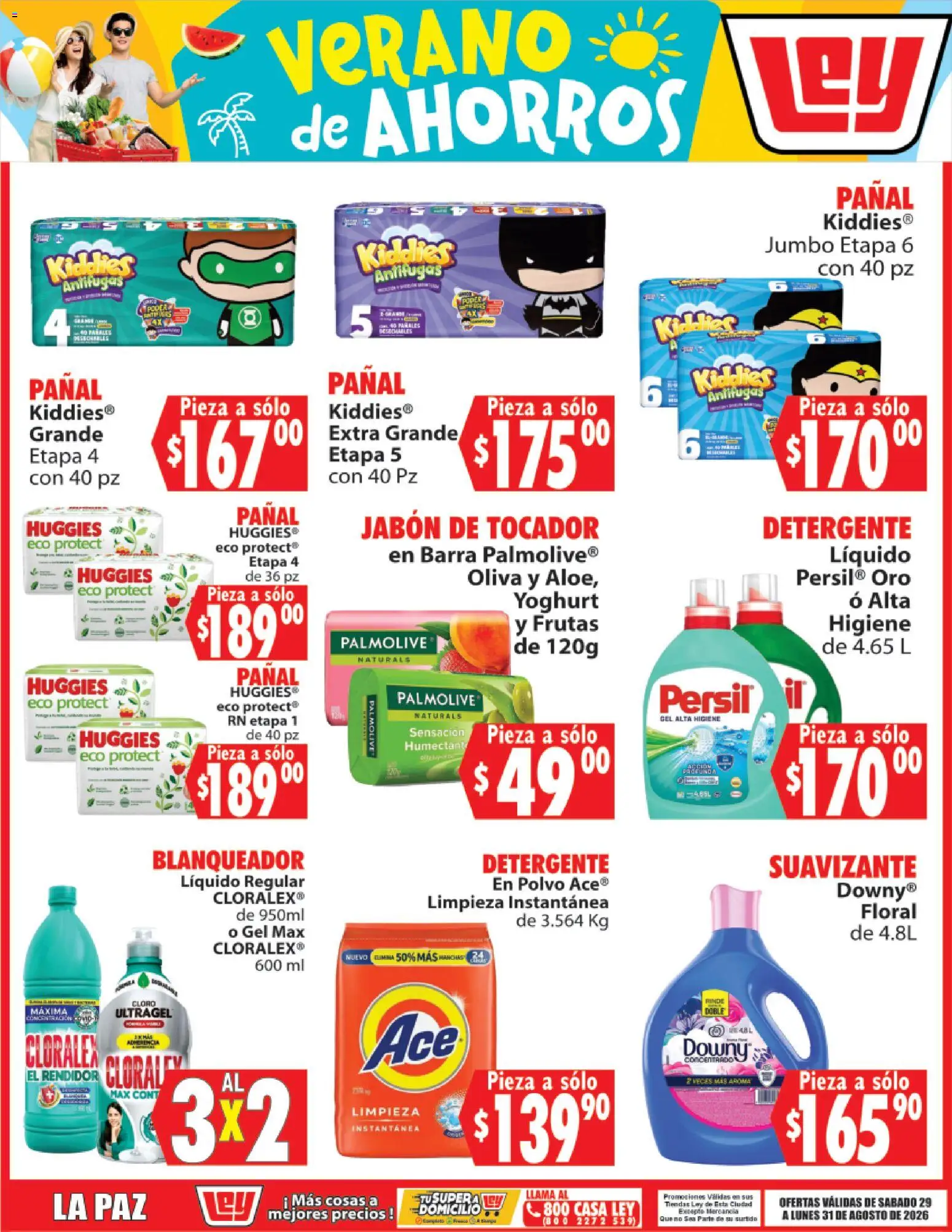 Nuevas ofertas de Casa Ley válidas en toda la República Mexicana desde el 29/08/2026. ¡Encuentra las mejores ofertas en Casa Ley folleto Verano de ahorros! | Página: 4 | Productos: Detergente, Suavizante, Polvo, Jabón