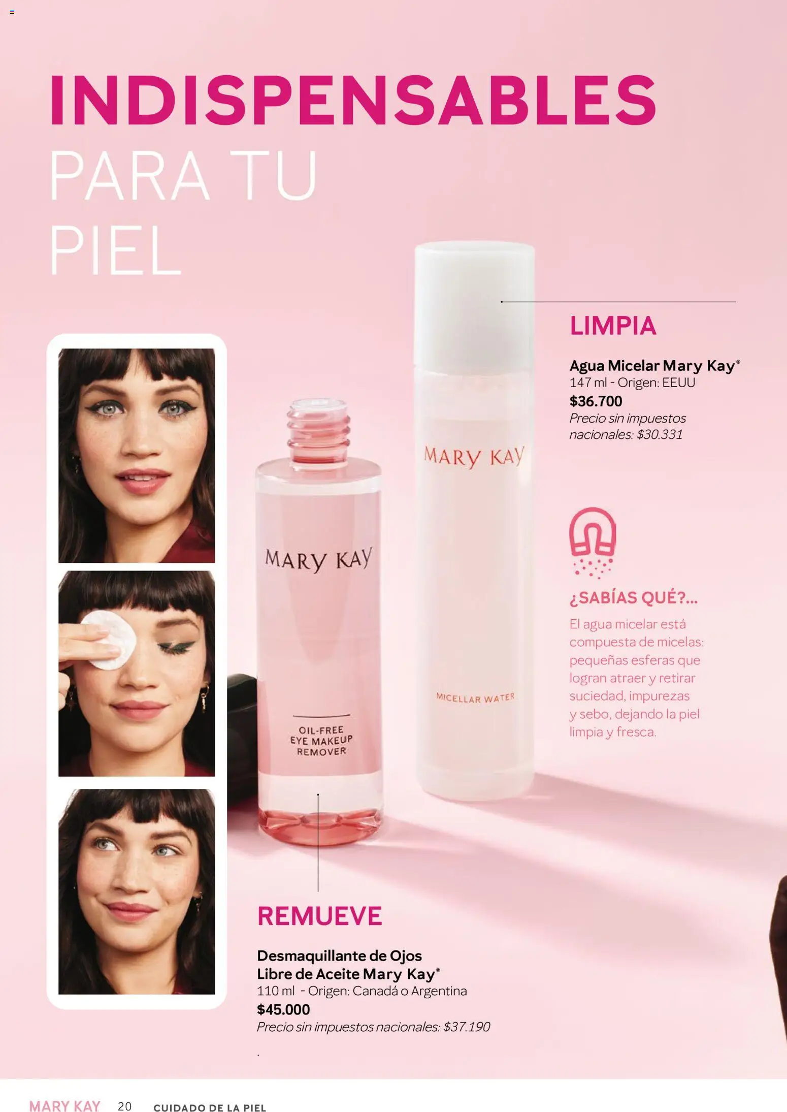 Mary Kay catálogo │ válido desde el 01/08/2026 | Página: 20 | Productos: Aceite, Desmaquillante de ojos, Desmaquillante, Agua