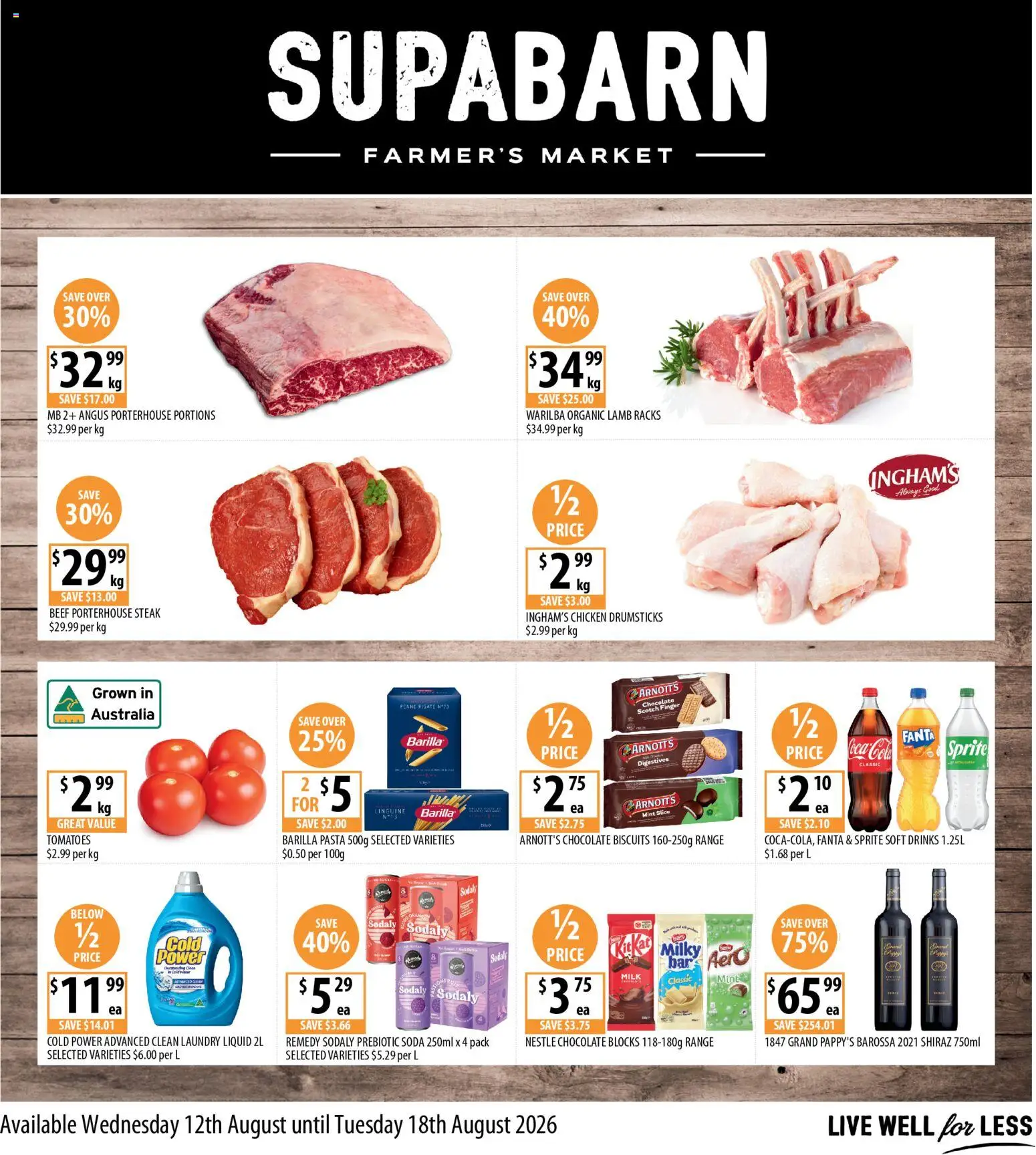 Supabarn catalogue - valid from 12/08/2026 | Page: 1 | Products: Chocolate, Lamb, Steak, Fanta
