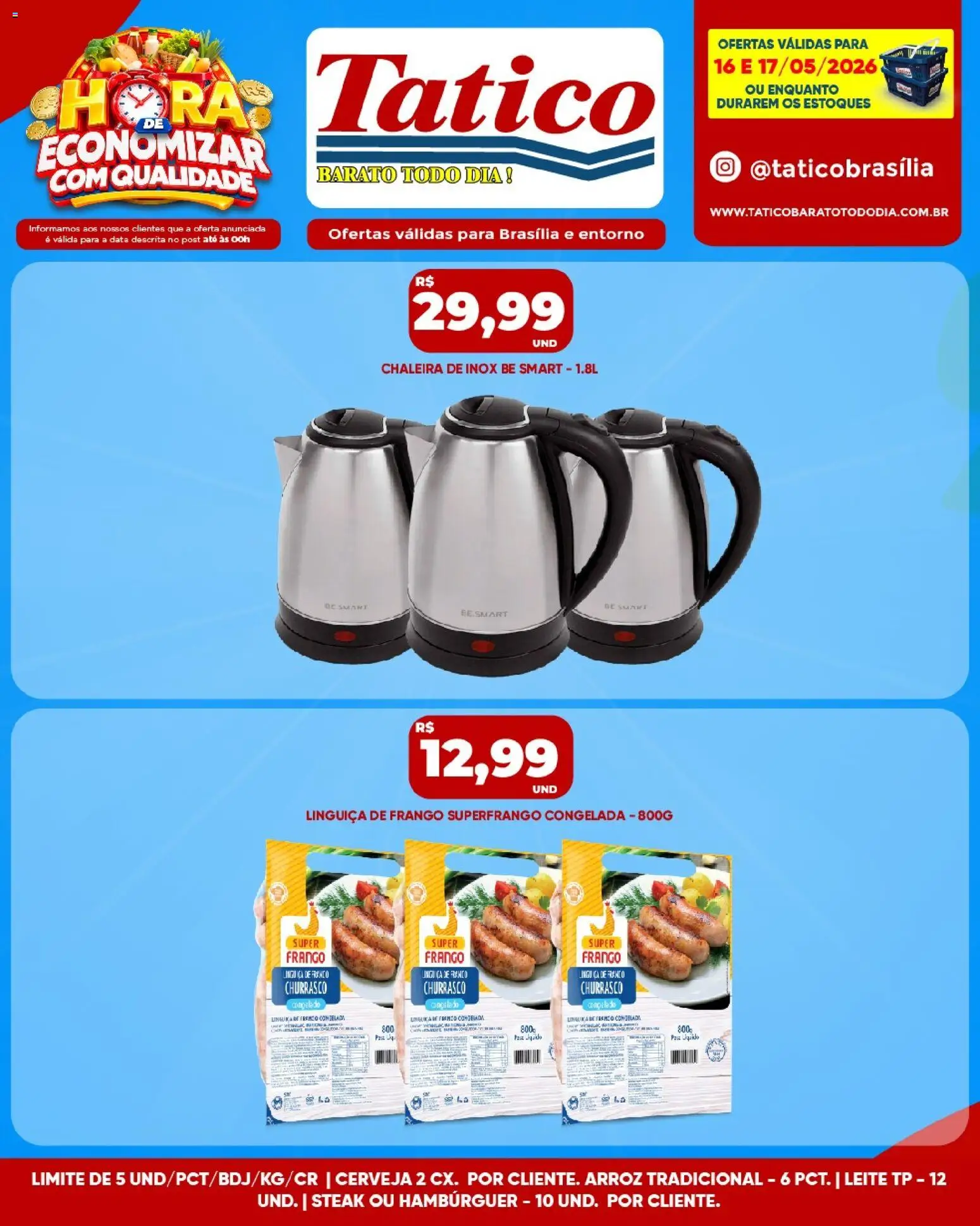 Tatico Folheto - válido de 16.05.2026 | Página: 14 | Produtos: Chaleira, Linguiça, Leite, Hambúrguer