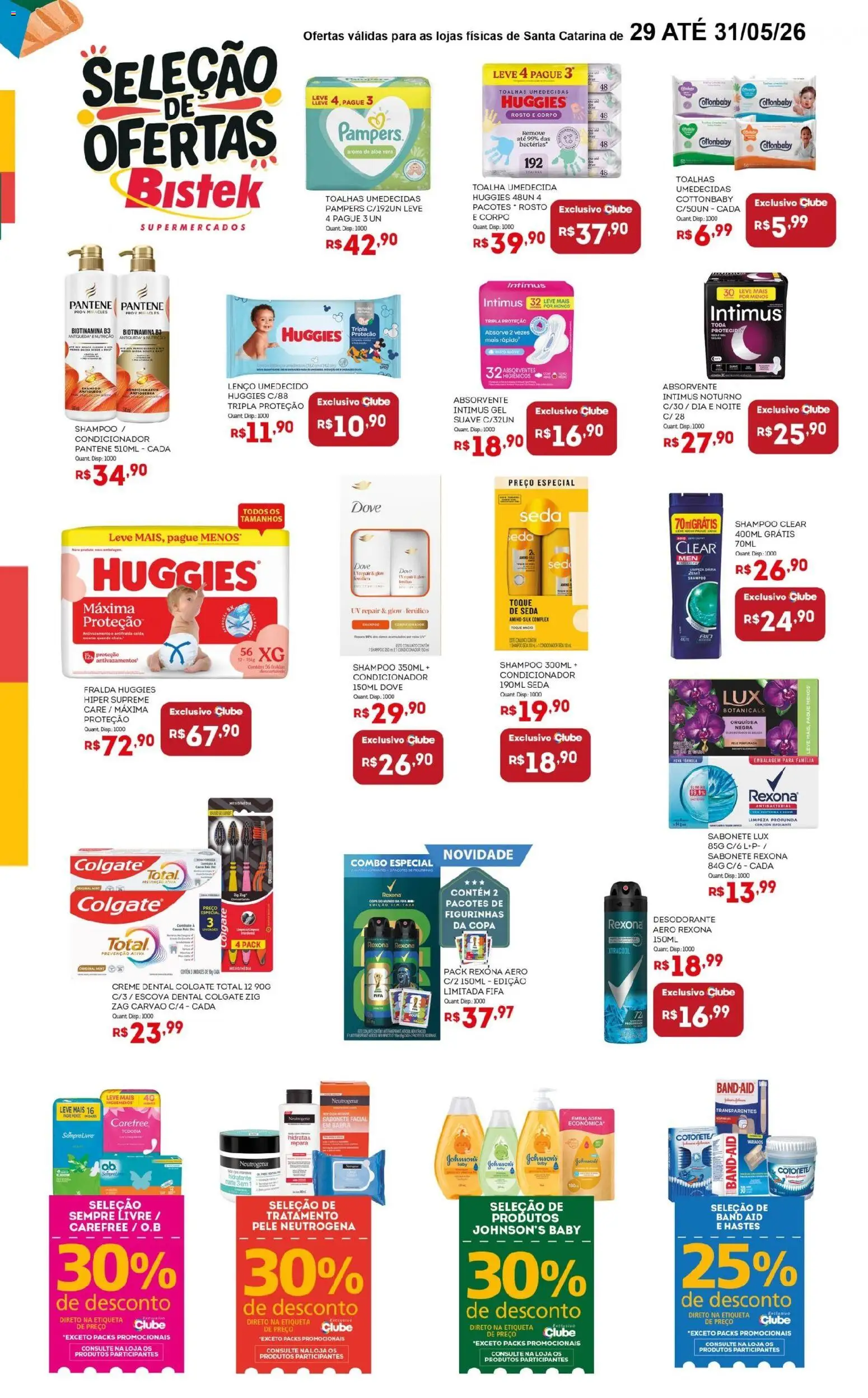 Bistek Supermercados Folheto - válido de 29.05.2026 | Página: 3 | Produtos: Creme dental colgate total, Shampoo, Rexona, Creme dental