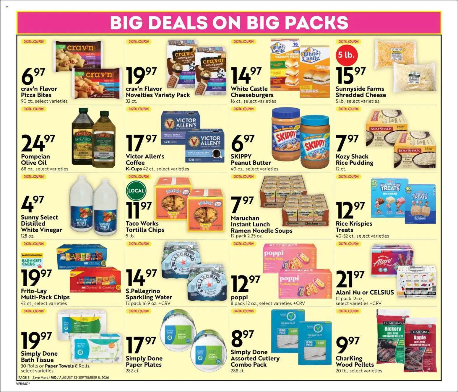 Save Mart Big Book of Savings - valid from 08/12/2026 | Page: 8 | Products: White vinegar, Bath, Chicken, Pizza