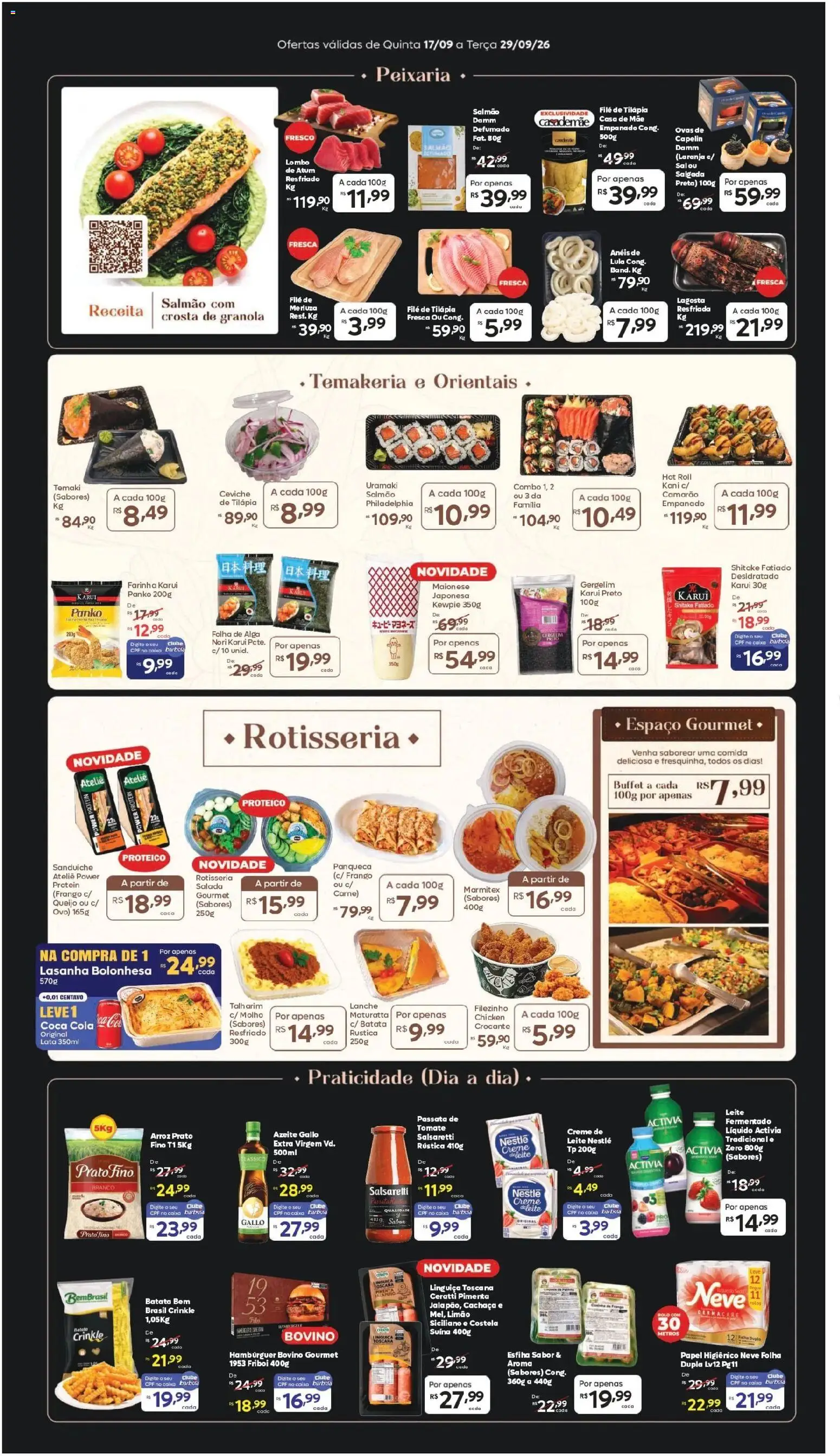 Barbosa Supermercados Folheto - válido de 17/09/2026 | Página: 3 | Produtos: Cachaça, Linguiça, Lagosta, Frango