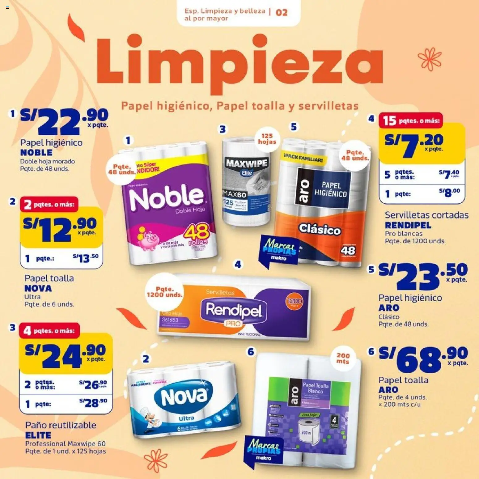 Catálogo Makro válido desde 24/09/2026 | Página: 2 | Productos: Papel higiénico, Toalla, Té, Hoja