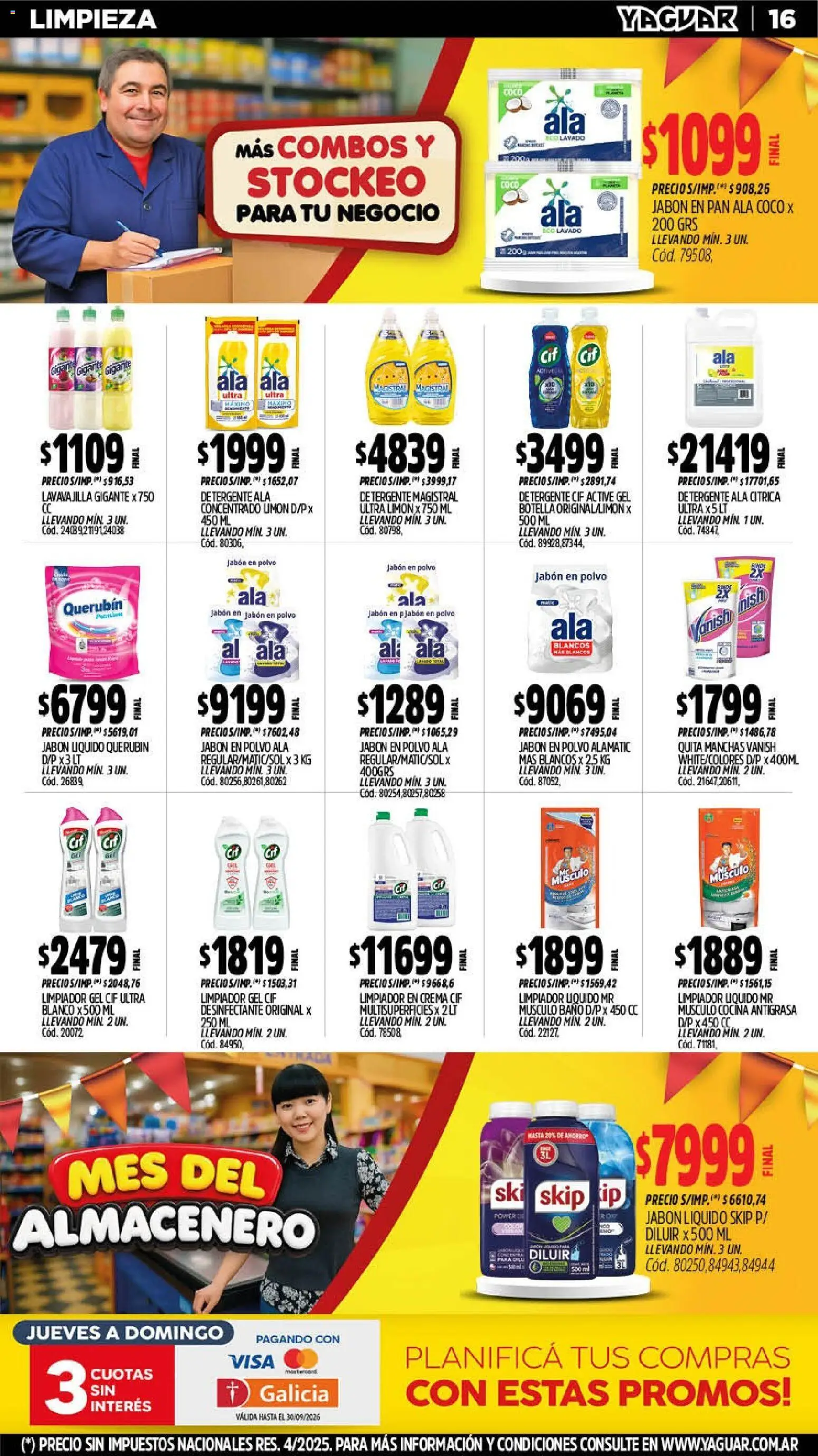 Yaguar - Oferta Semanal Trelew │ válido desde el 14/09/2026 | Página: 16 | Productos: Desinfectante, Baño, Limón, Pan