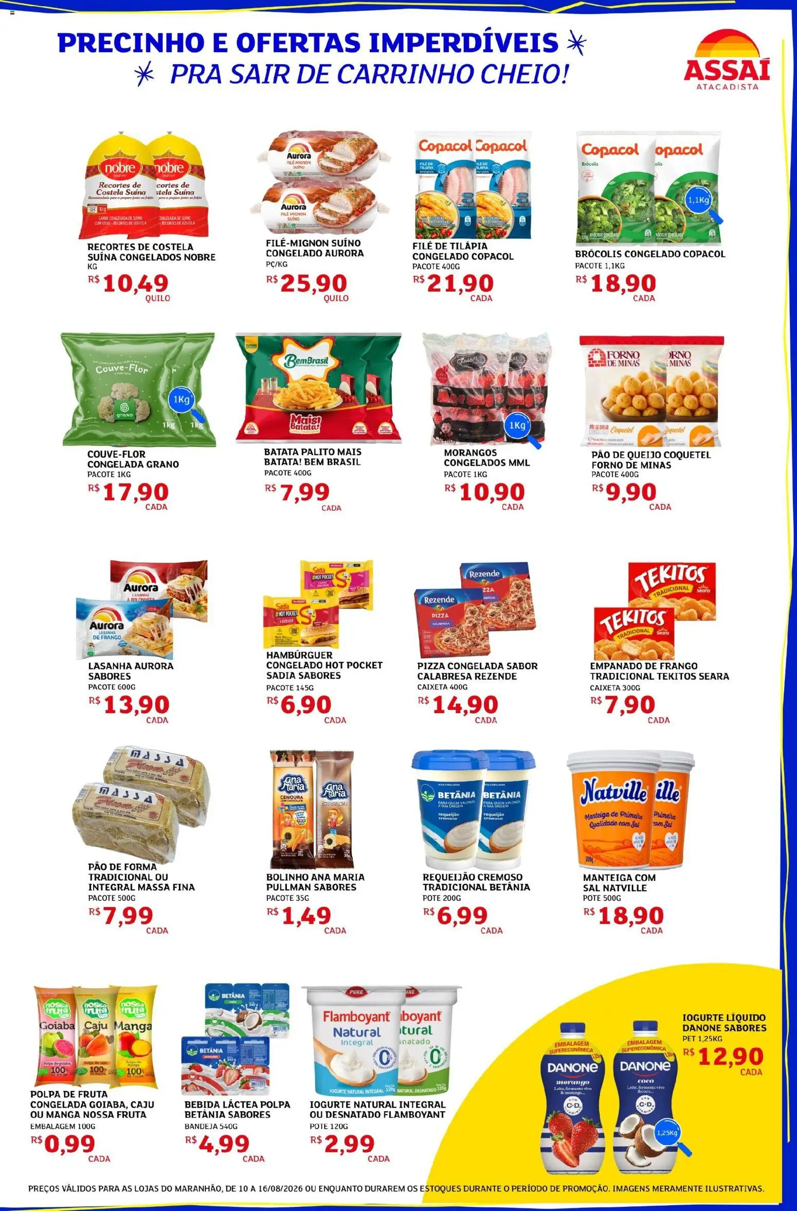 Assaí Atacadista Folheto - válido de 10/08/2026 | Página: 3 | Produtos: Tilápia, Pizza, Carne, Sal