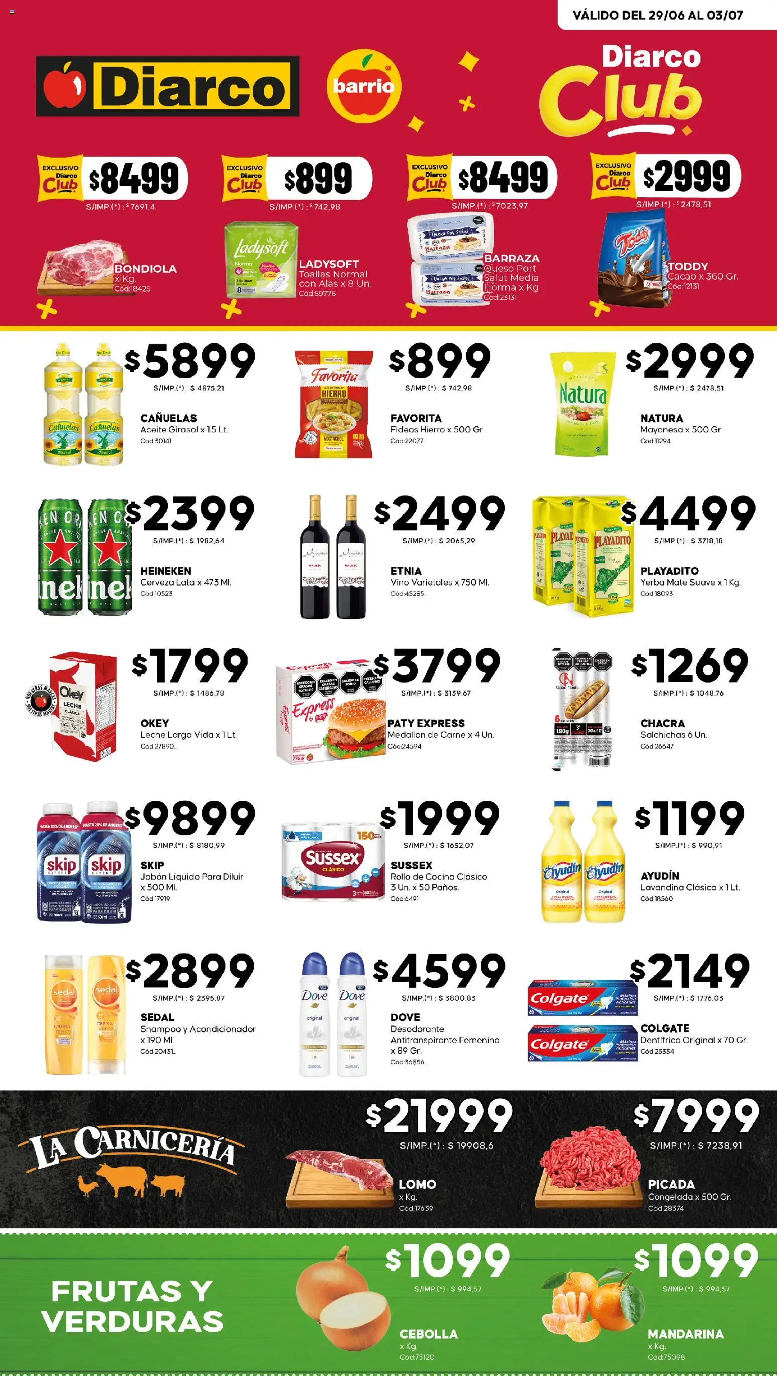 Diarco - Ofertas Diarco Barrio │ válido desde el 29/06/2026 | Página: 1 | Productos: Aceite, Jabón líquido, Mayonesa, Desodorante