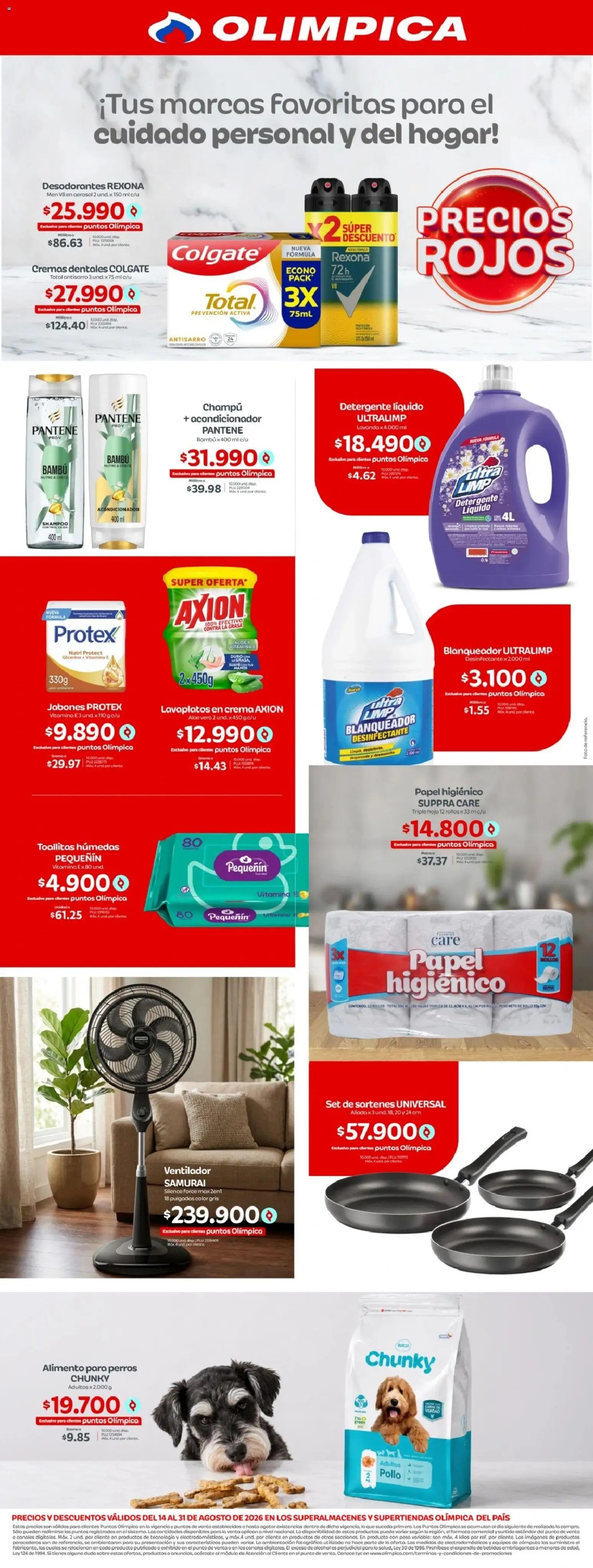 Olímpica revista - valida desde el 14/08/2026 | Página: 3 | Productos: Pollo, Ventilador, Acondicionador, Toallitas húmedas
