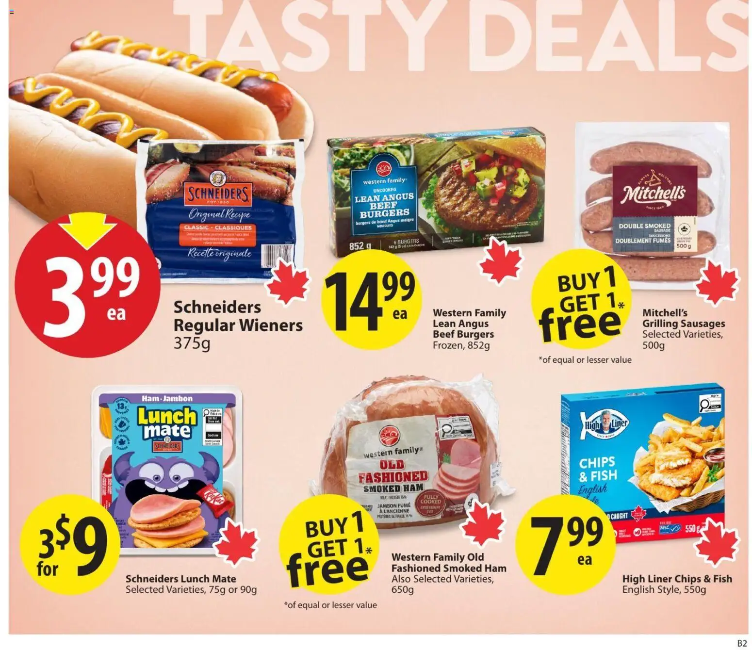 Save on foods flyer valid from Jul 2, 2026 | Page: 8 | Products: Fish, Beef, Chips, Ham