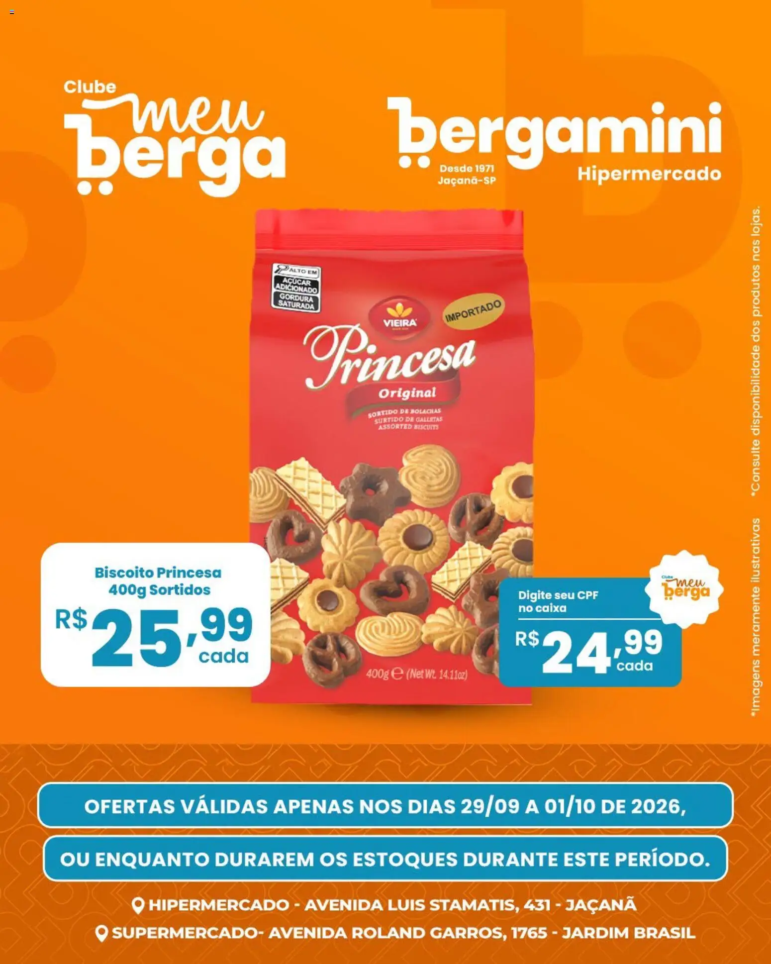 Supermercado Bergamini Folheto - válido de 29/09/2026 | Página: 9 | Produtos: Biscoito, Caixa, Açúcar