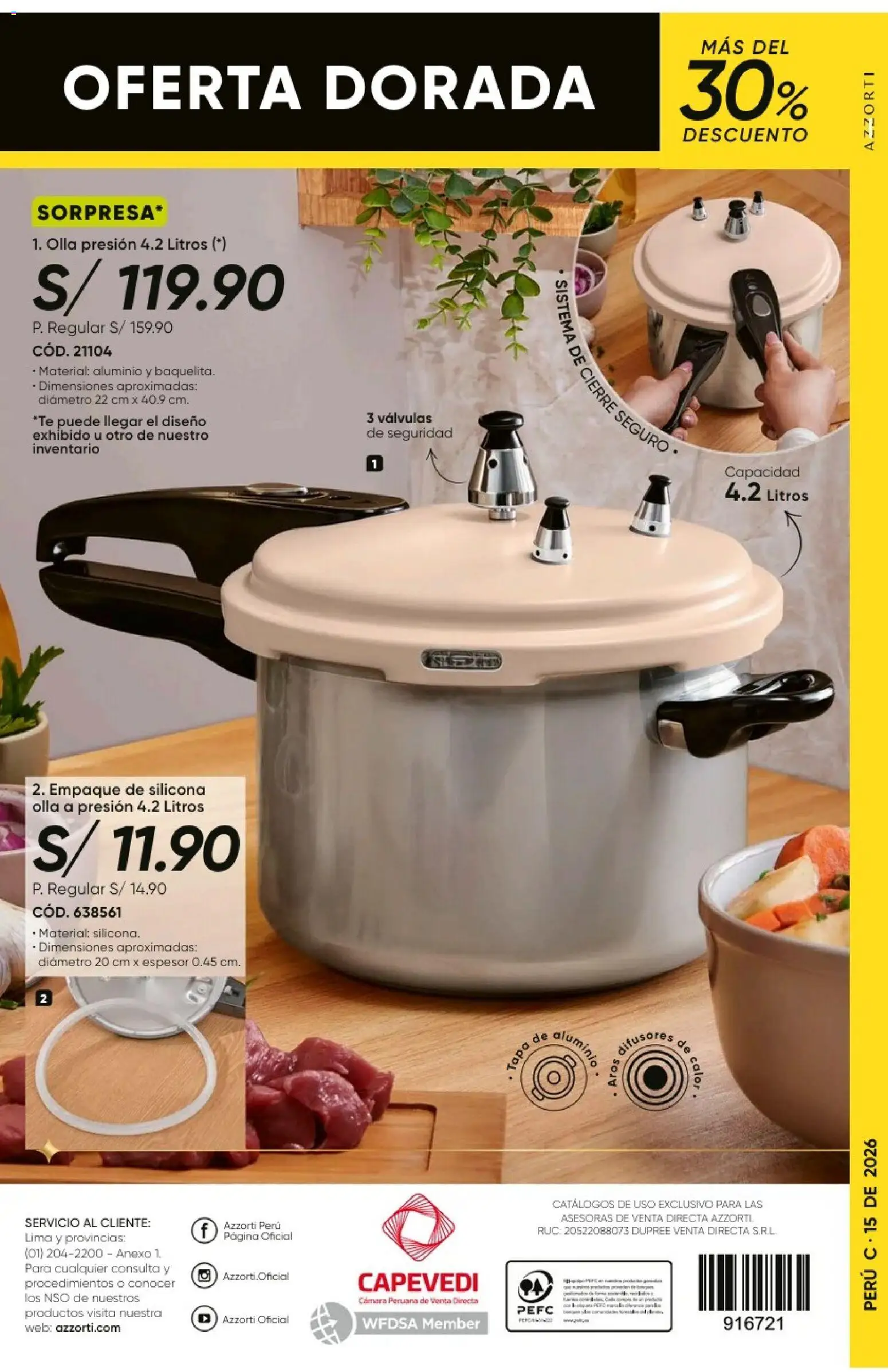 Catálogo Azzorti válido desde 20/09/2026 | Página: 266 | Productos: Tapa, Empaque, Lima, Olla a presión